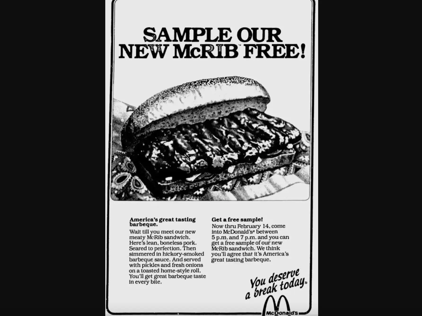 McRib debut 1980s