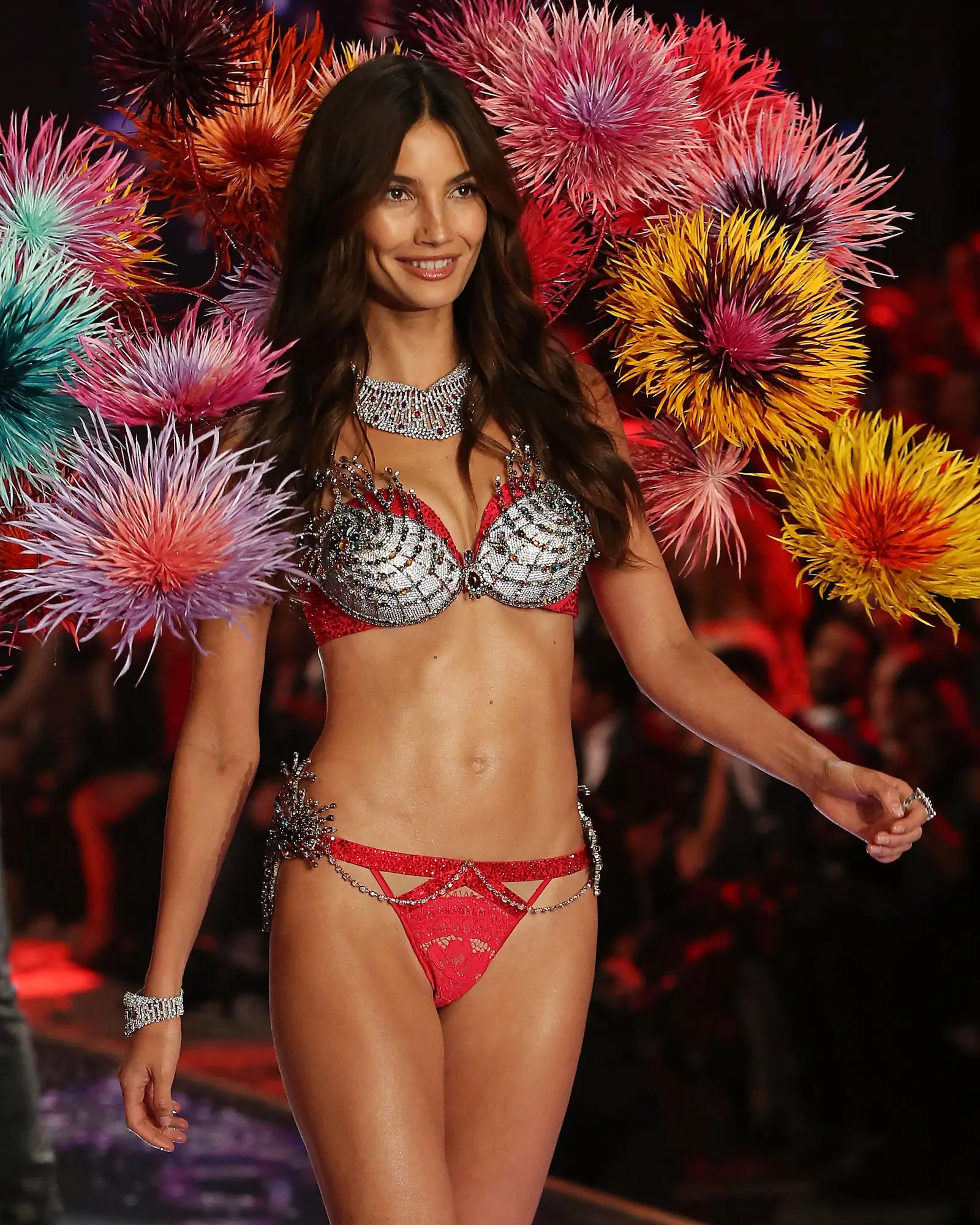 Lily Aldridge models the Victoria's Secret Fantasy Bra in 2015.