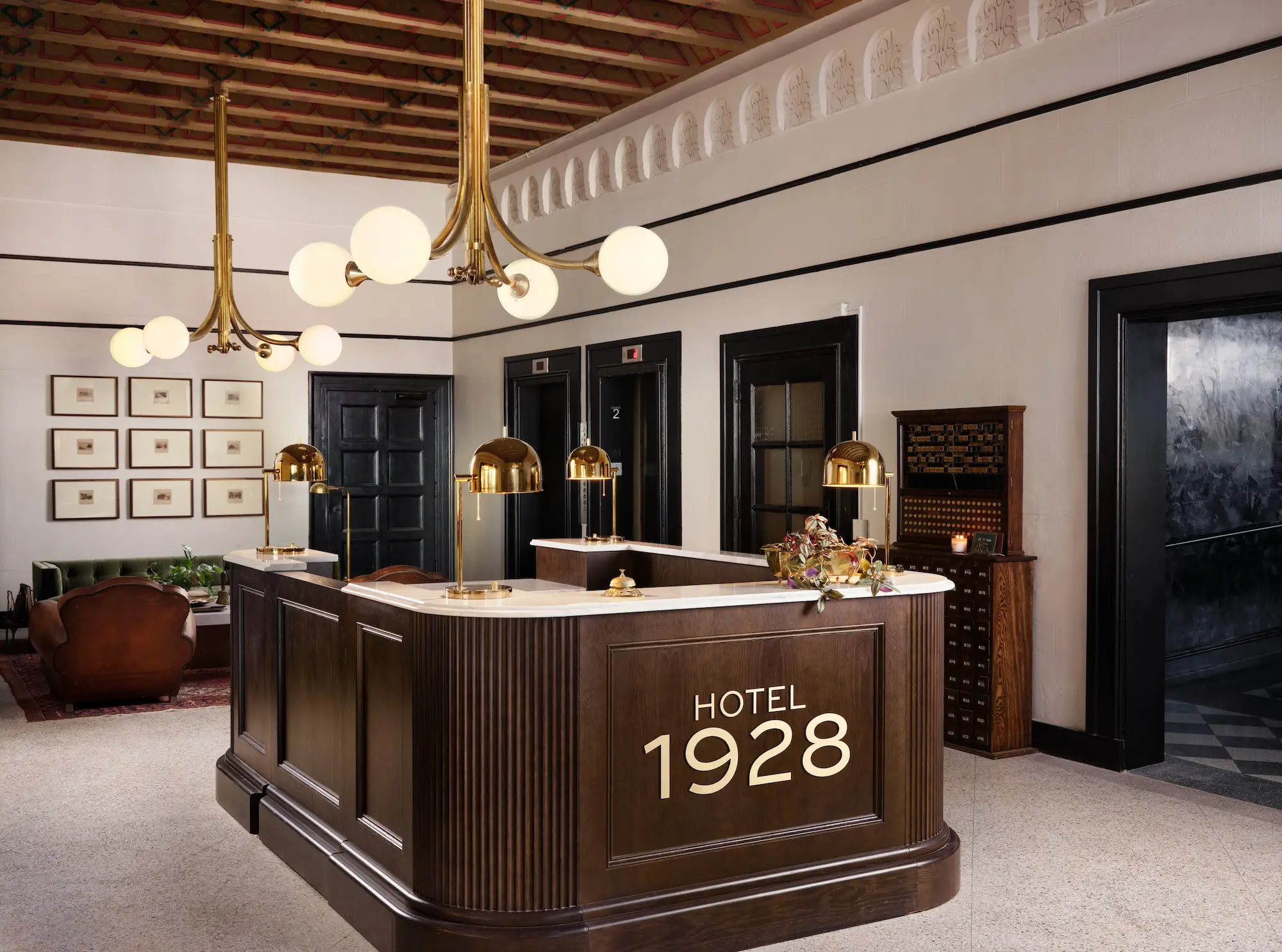 A hotel lobby with 