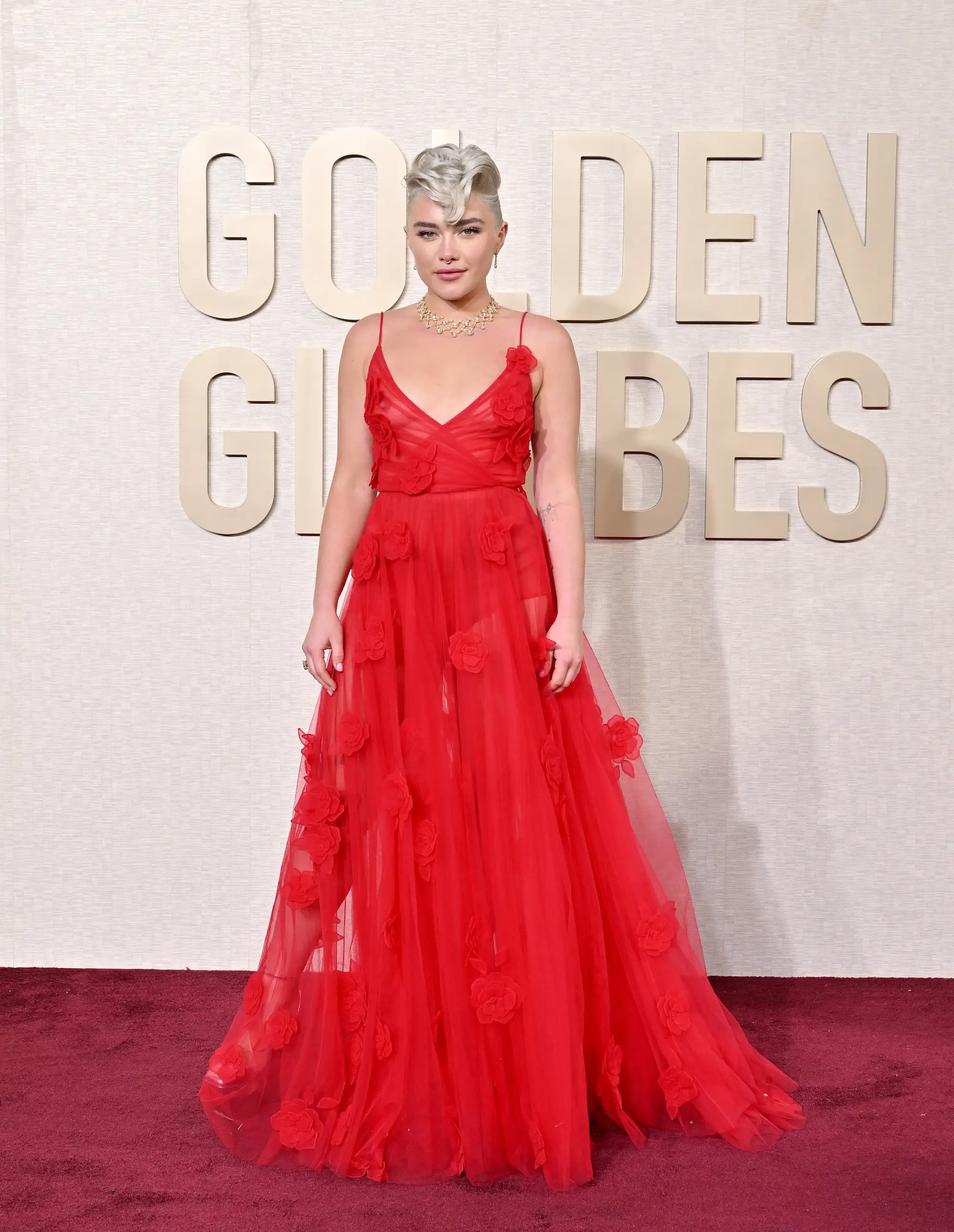 Florence Pugh attends the 2024 Golden Globes.