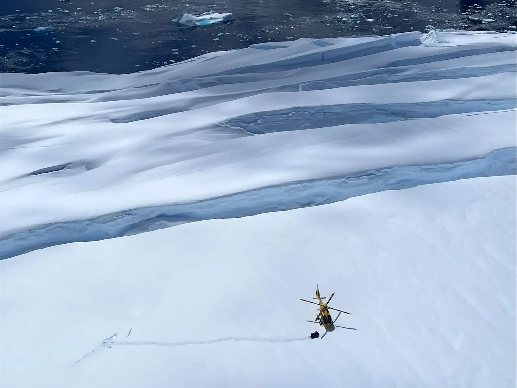 A Quark helicopter landed on Antarctica.