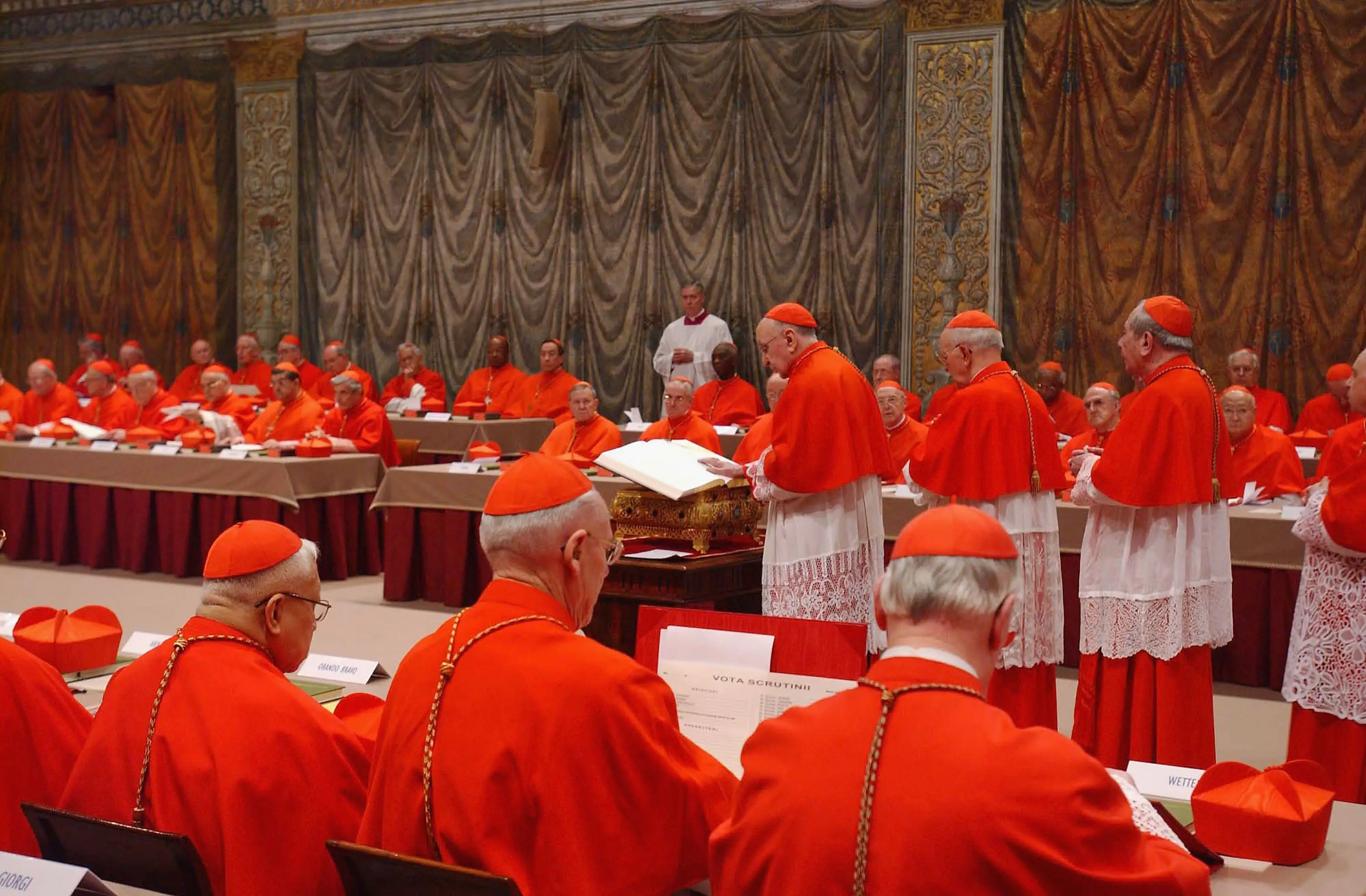 Cardinals of the Catholic Church at the election conclave in 2005 at the Vatican, Vatican City.