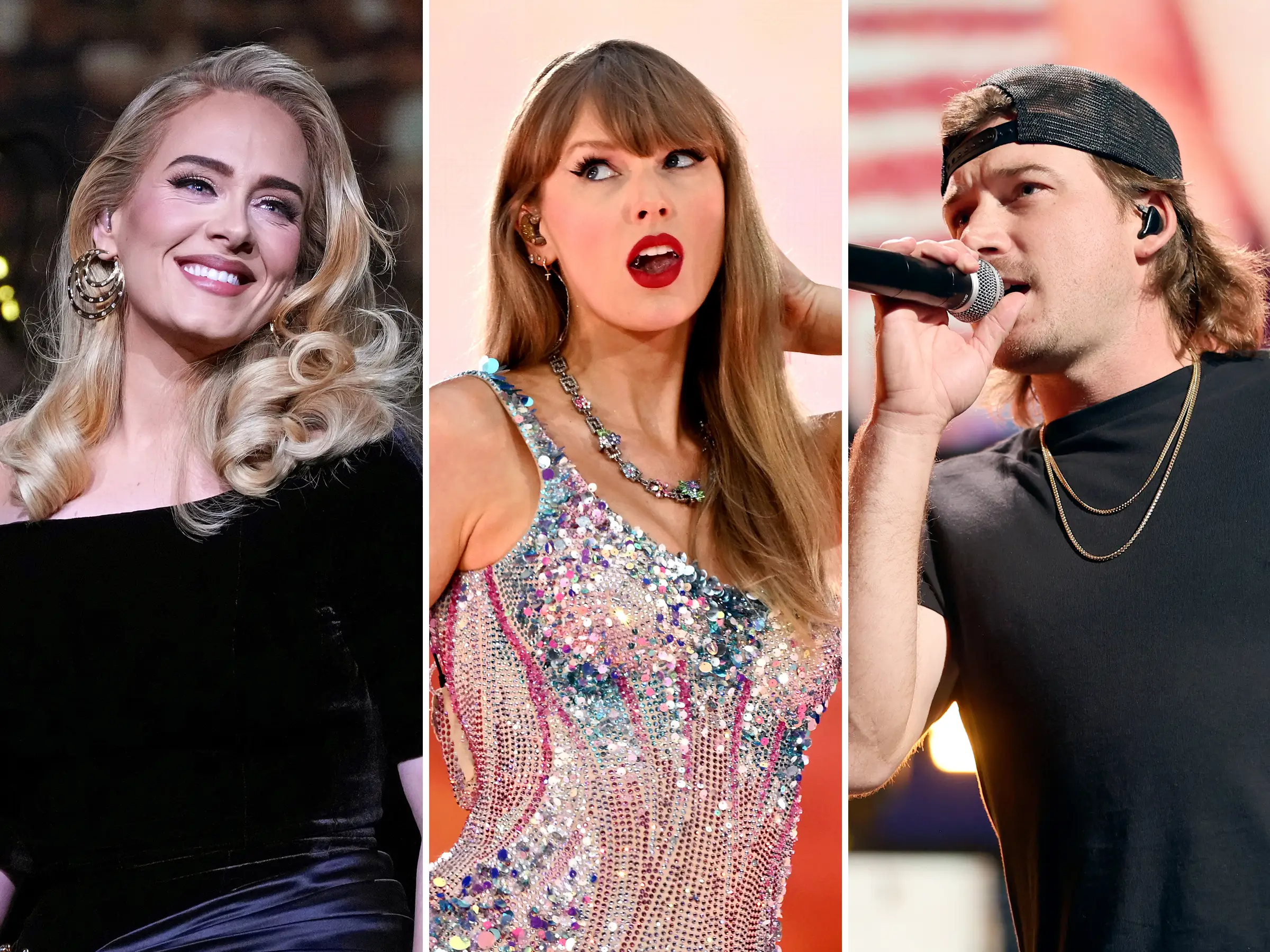 Adele, Taylor Swift, and Morgan Wallen.