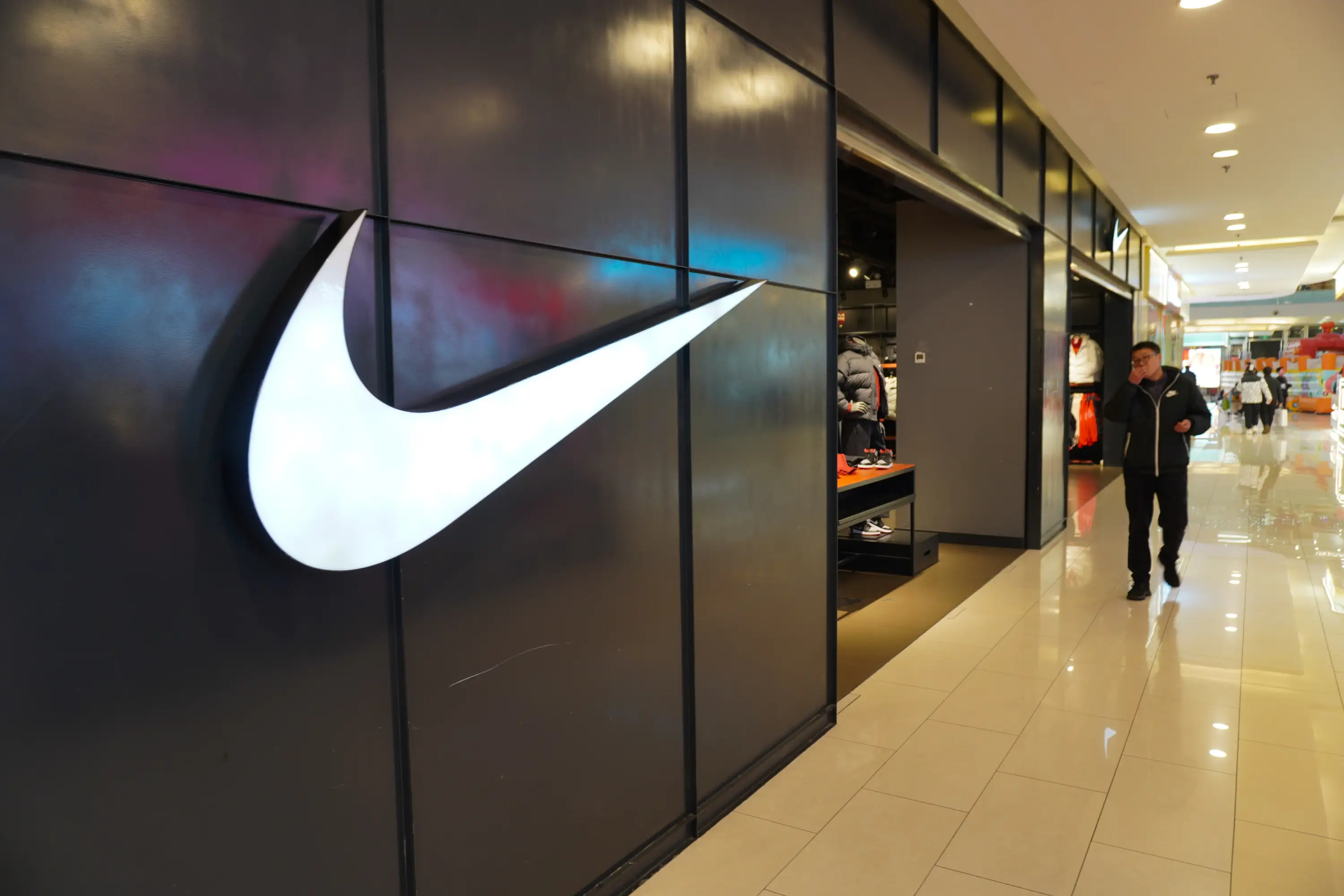 Nike logo on wall