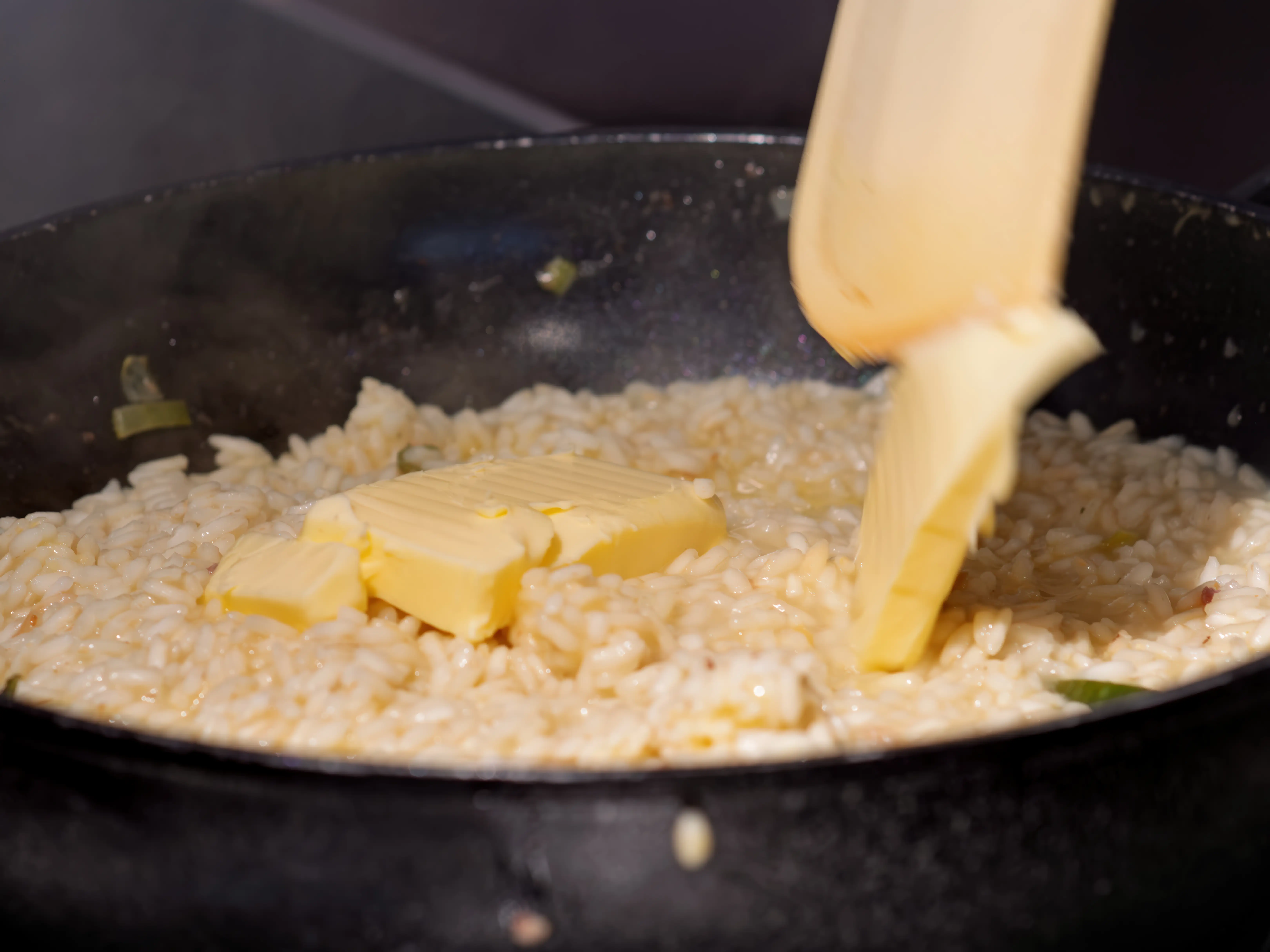 Chunks being added to risotto