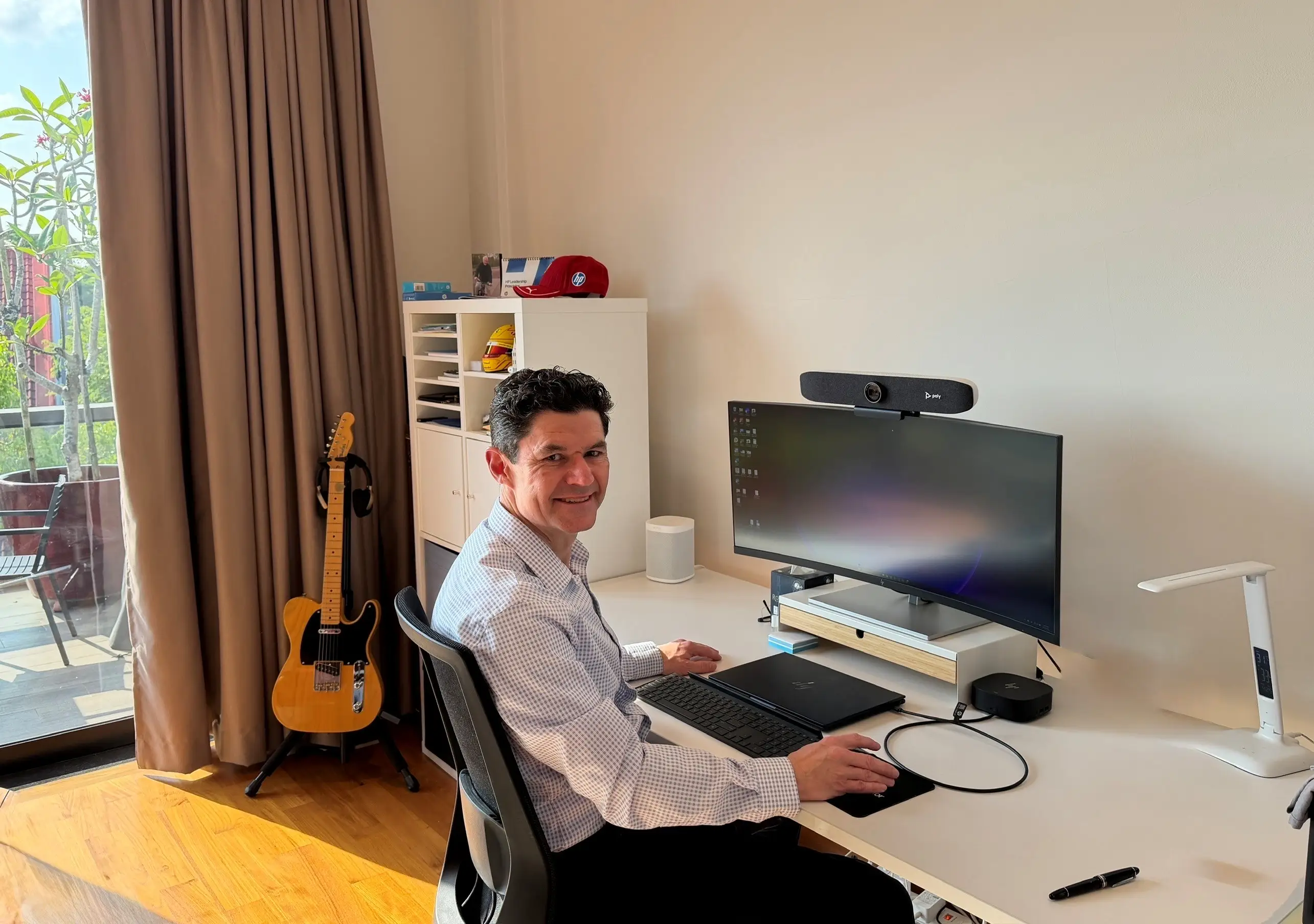 Boyle at his desk at home.