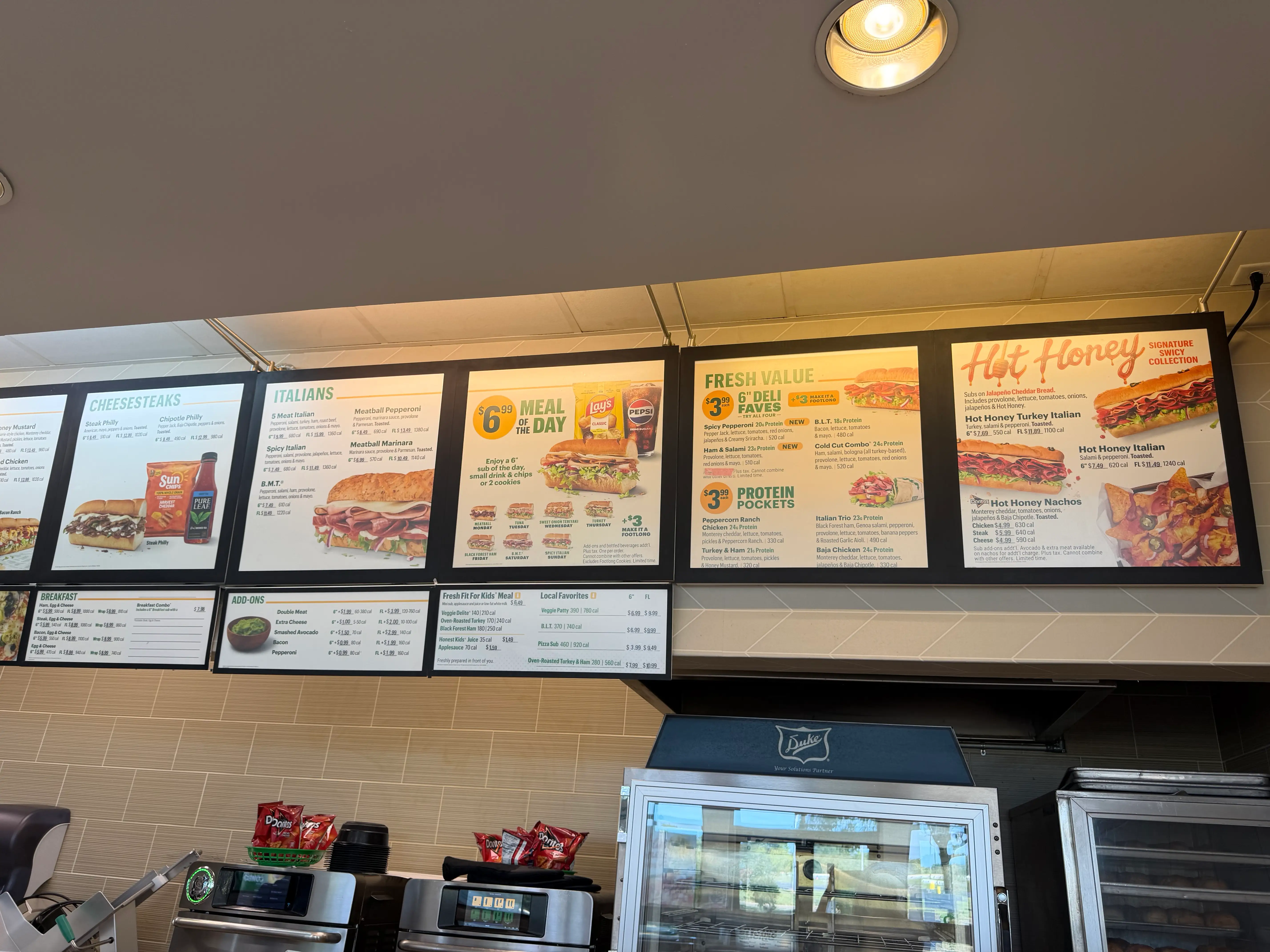 menu signs at Subway