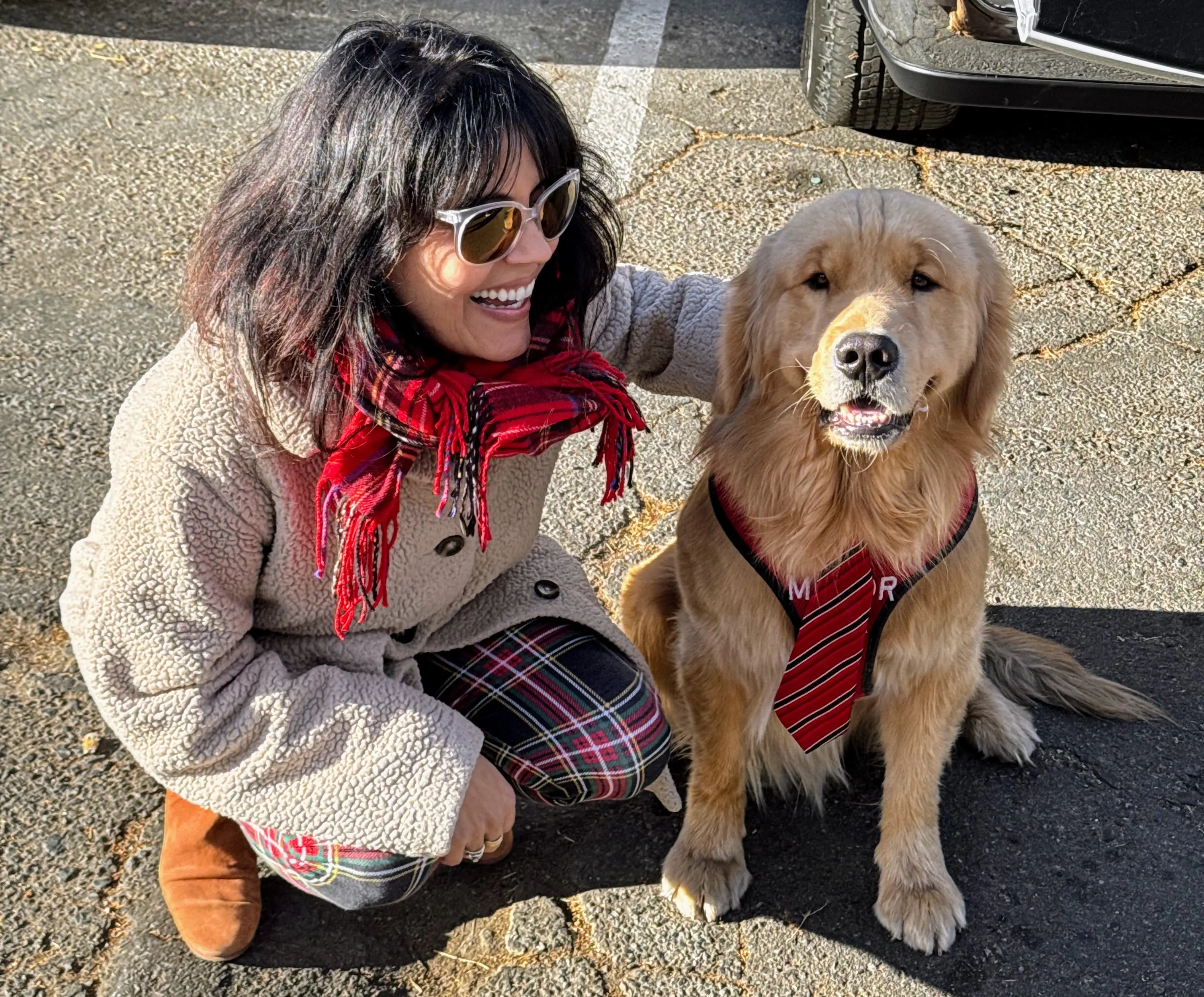 Woman smiling with dog