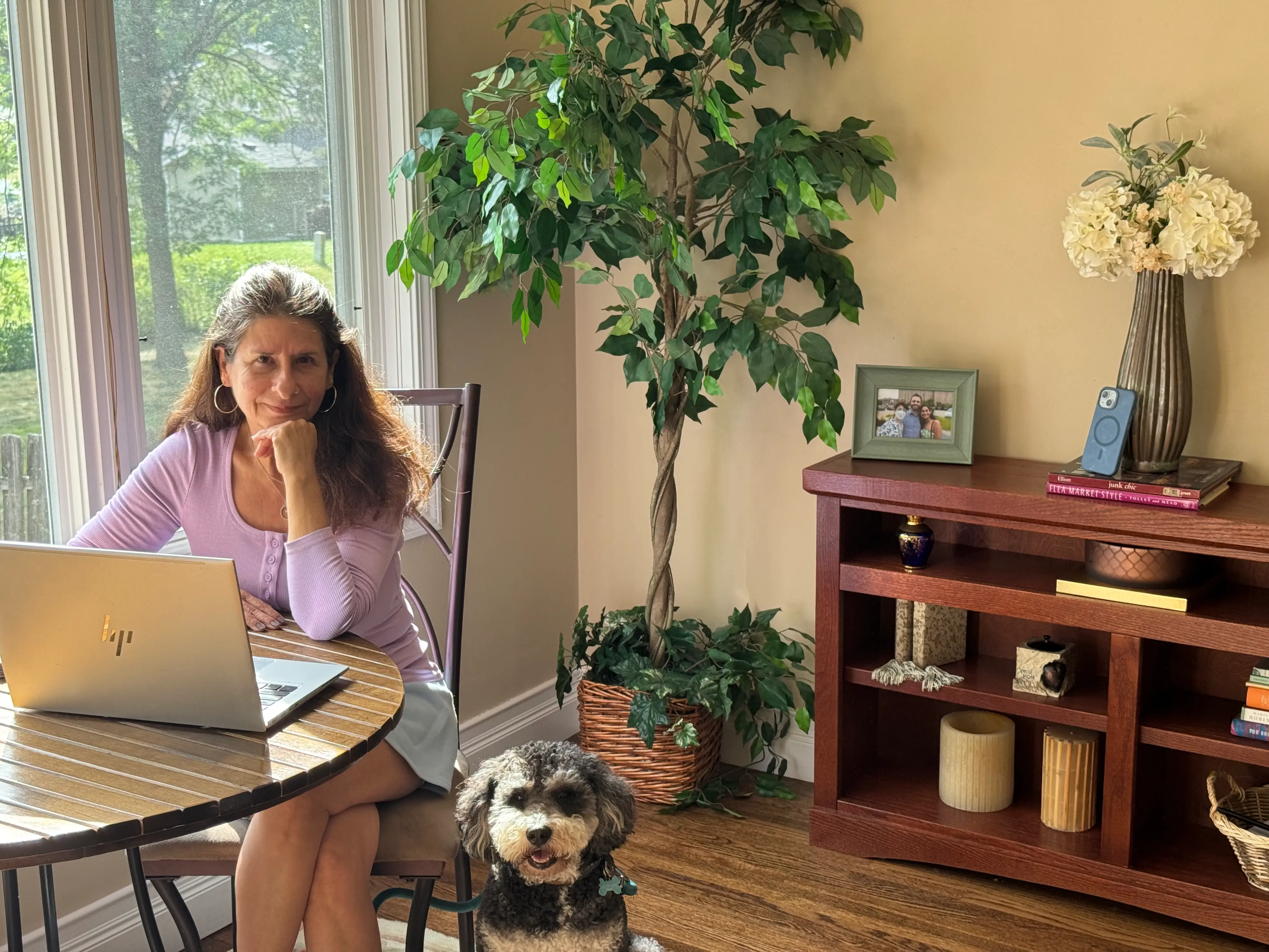 woman at home with computer