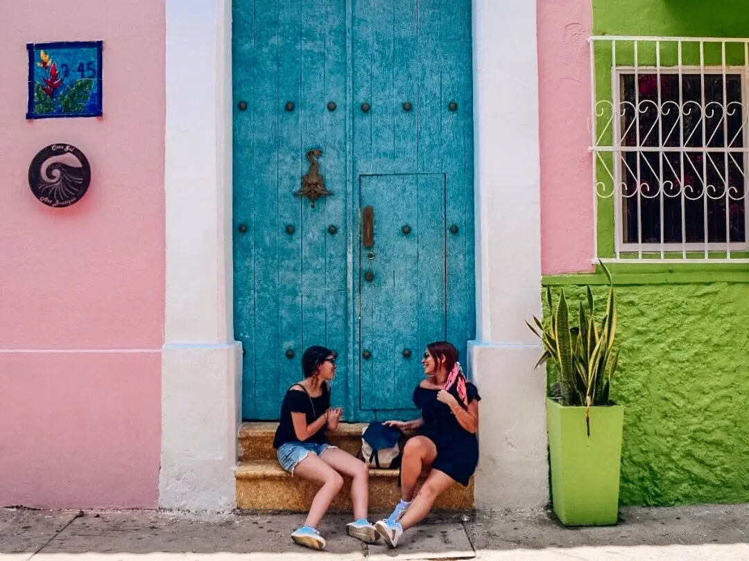Mom and daughter traveling together
