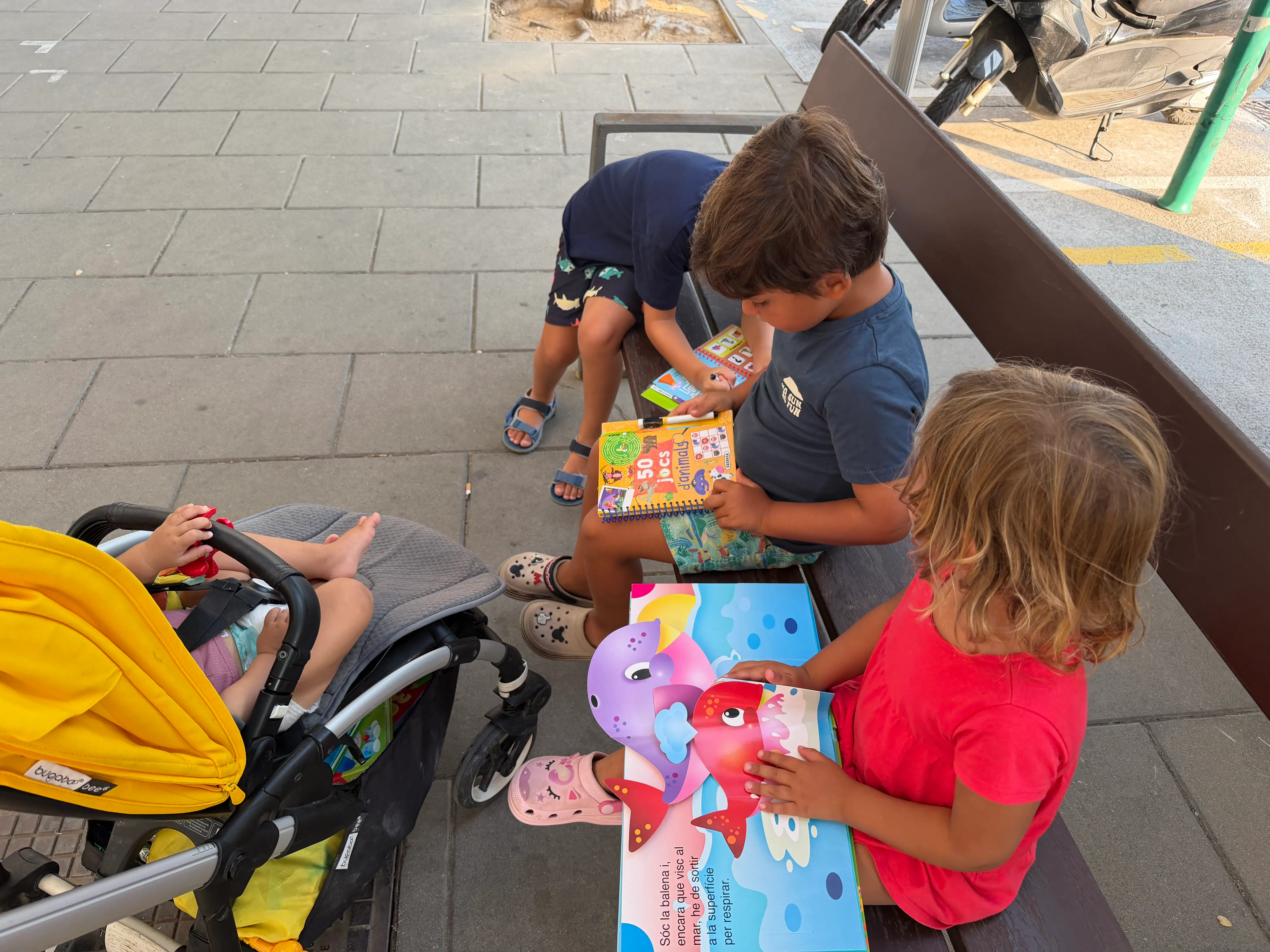 Kids on a bench