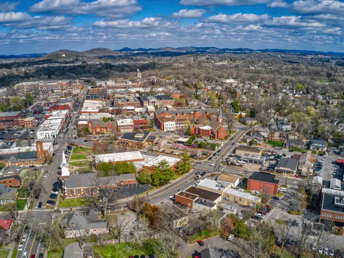 Aerial View of Franklin, Tennessee during Spring