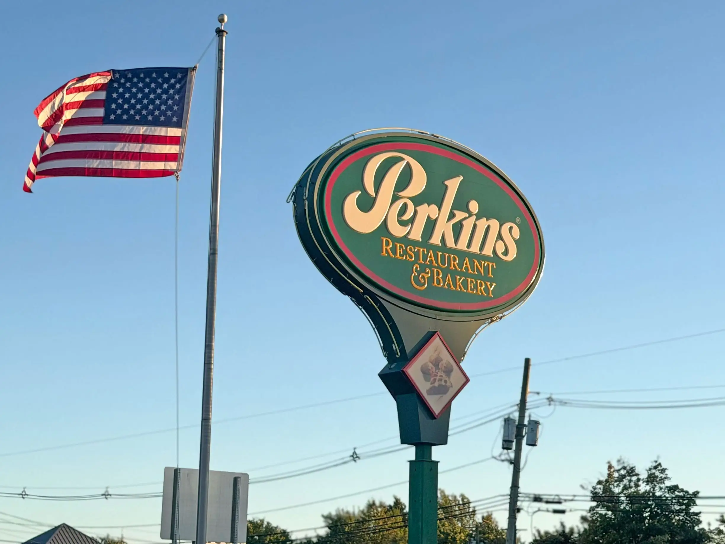 A Perkins Restaurant and Bakery sign.