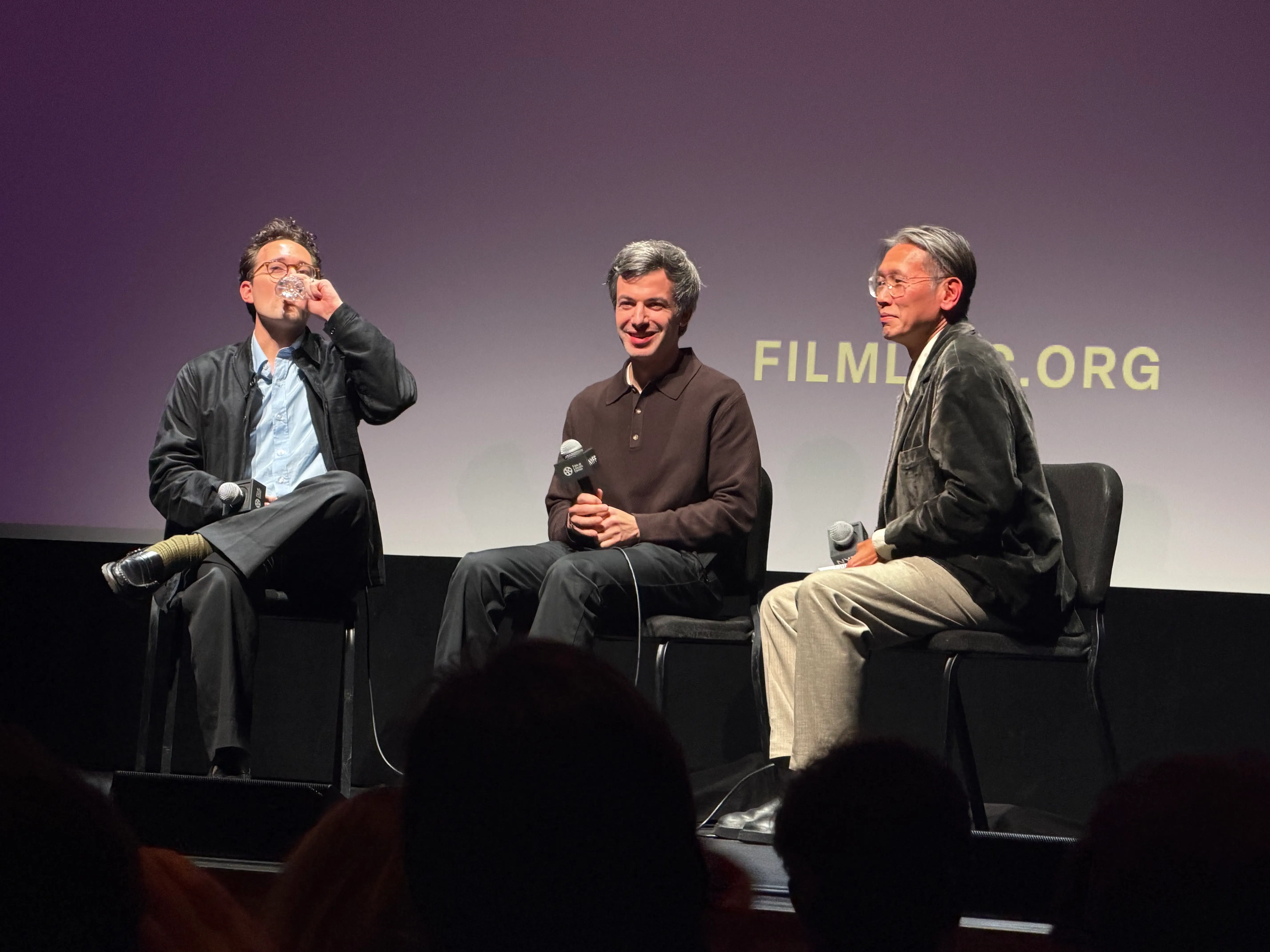 Lance Oppenheim, Nathan Fielder, and Dennis Lim are pictured.