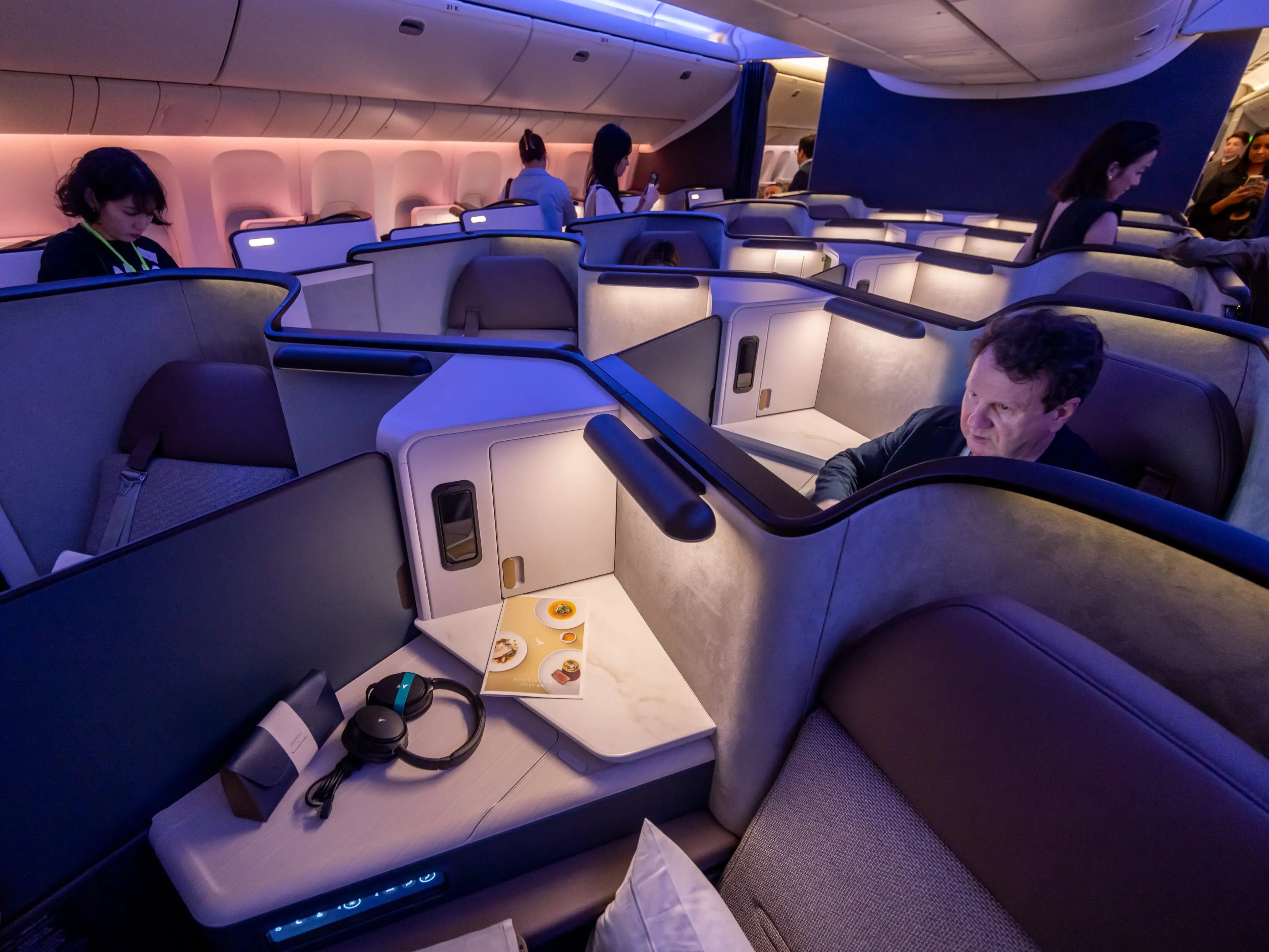 The Aria Suite business class cabin onboard a Boeing Co. 777 aircraft operated by Cathay Pacific Airways