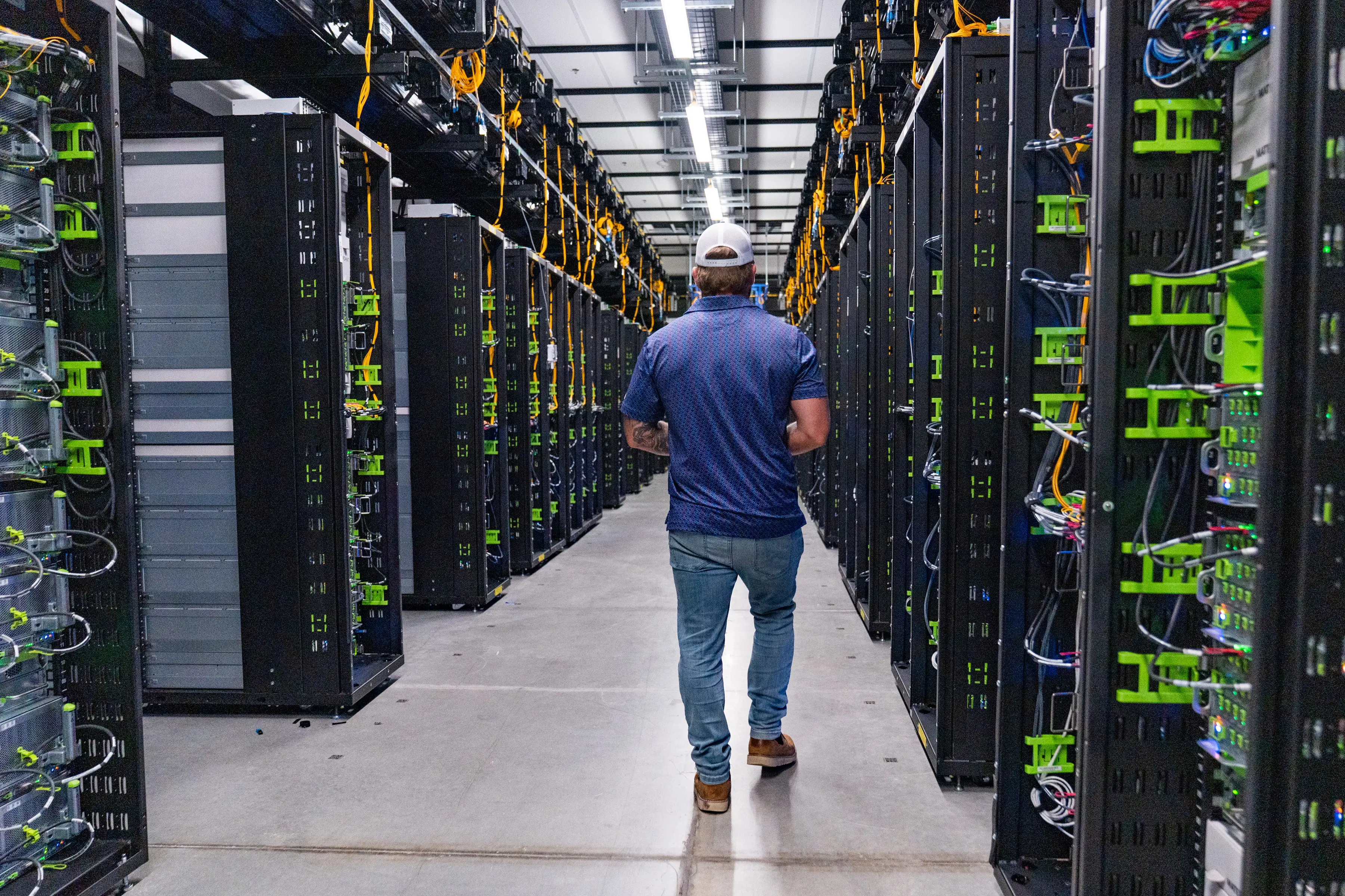 TEMPLE, TEXAS - JULY 22: Meta mechanical systems expert Chris David leads a tour of Meta's data center in Temple, Wednesday, July 22, 2026.