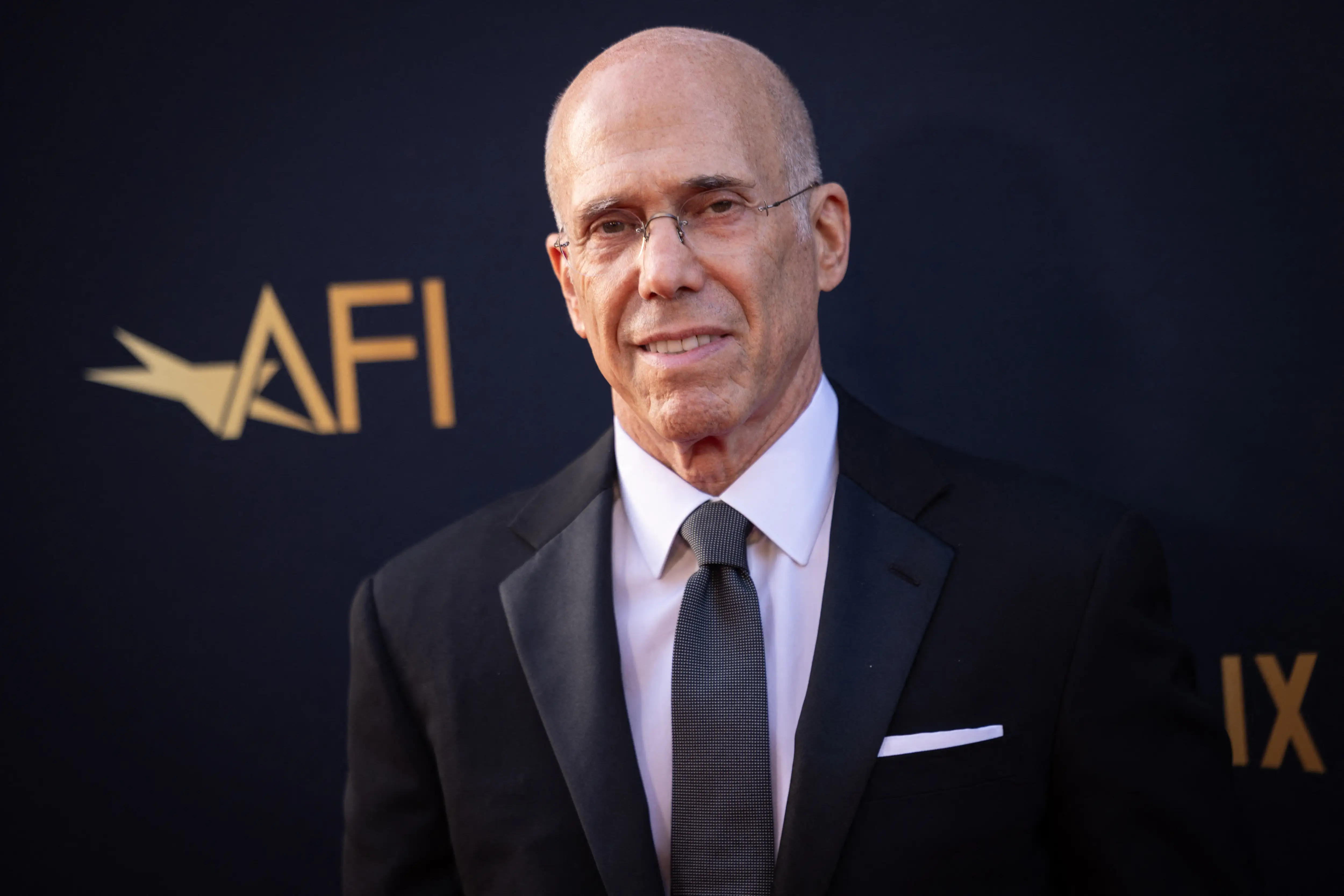 US film producer Jeffrey Katzenberg attends the 2026 AFI Life Achievement Award at the Dolby Theatre in Hollywood, California on April 18, 2026. US actor Eddie Murphy is the recipient of the 2026 AFI Life Achievement Award. (Photo by ETIENNE LAURENT / AFP via Getty Images)