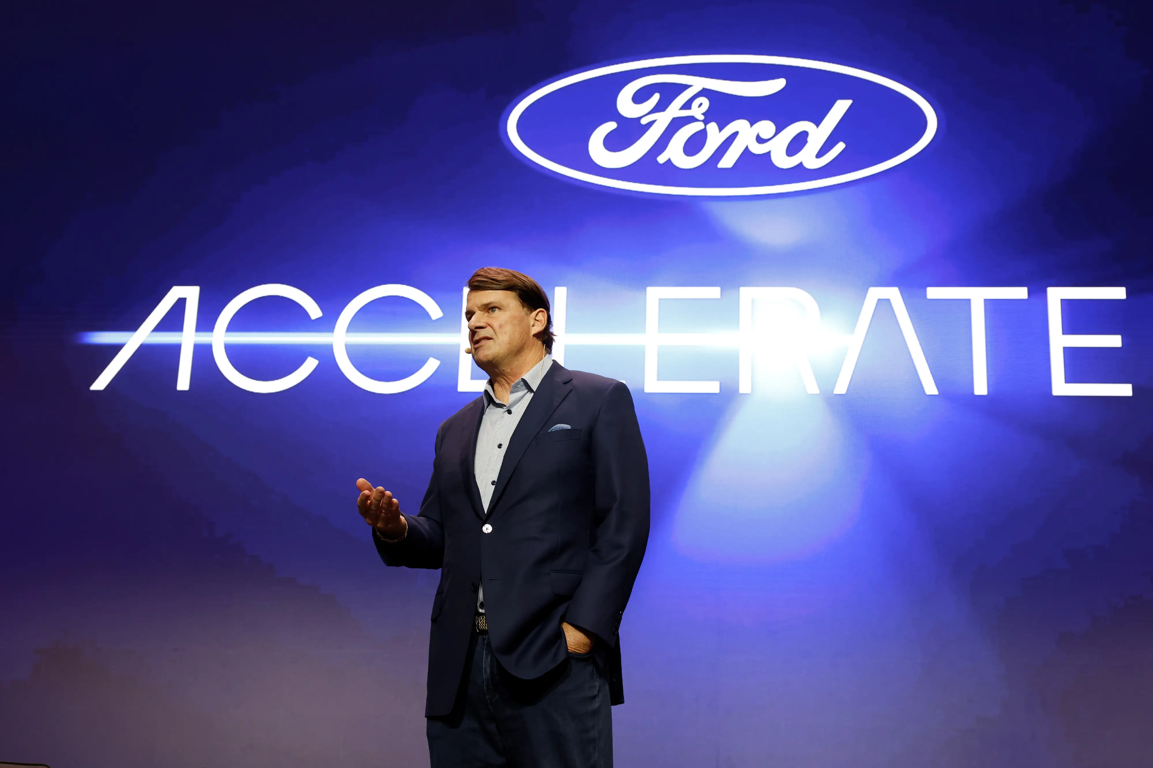 Jim Farley, president and chief executive officer of Ford Motor Co., at Ford Accelerate in Detroit, Michigan, US, on Wednesday, Sept. 30, 2026.