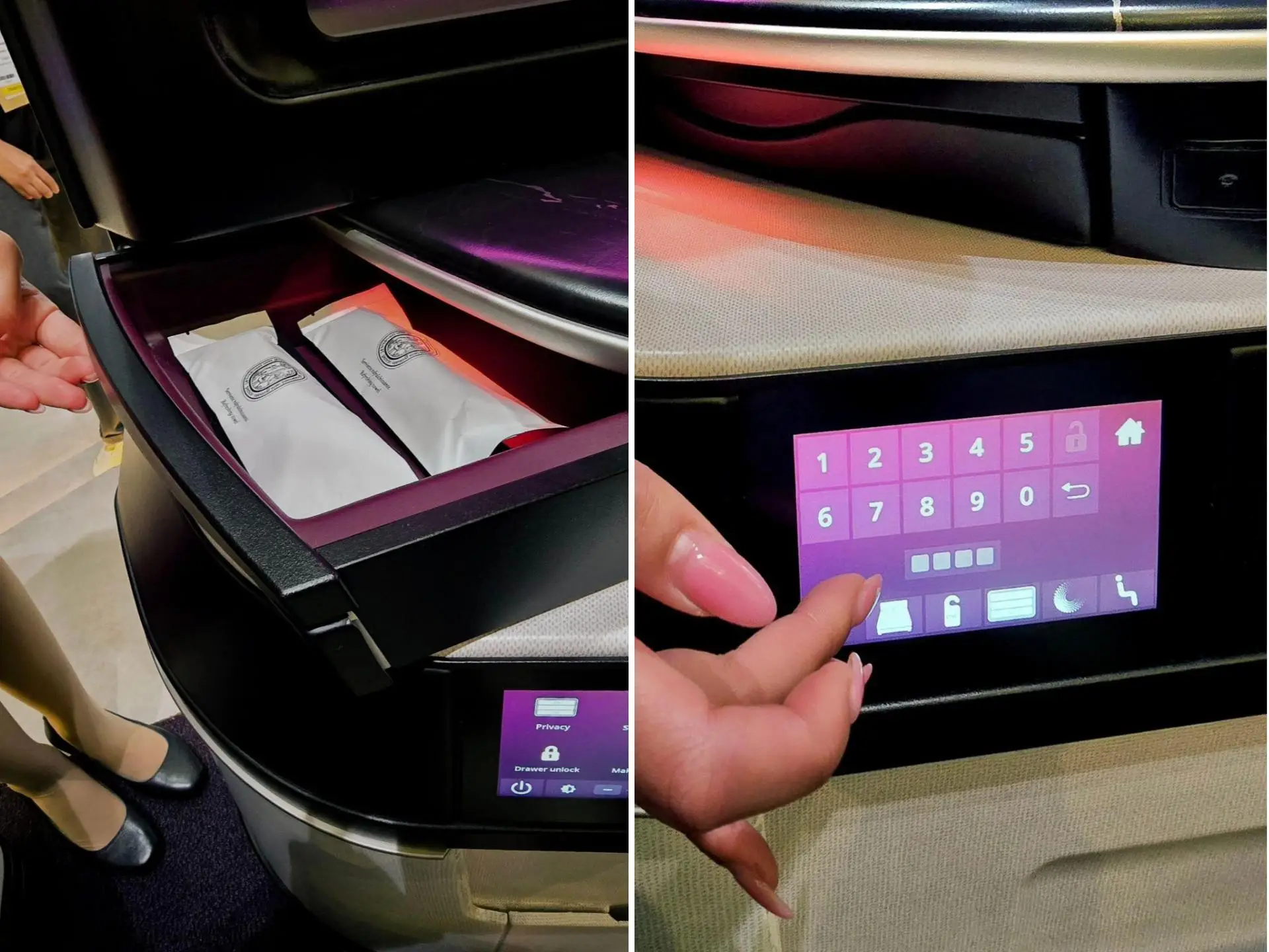 The lockable drawer stitched with a picture of the number pad.