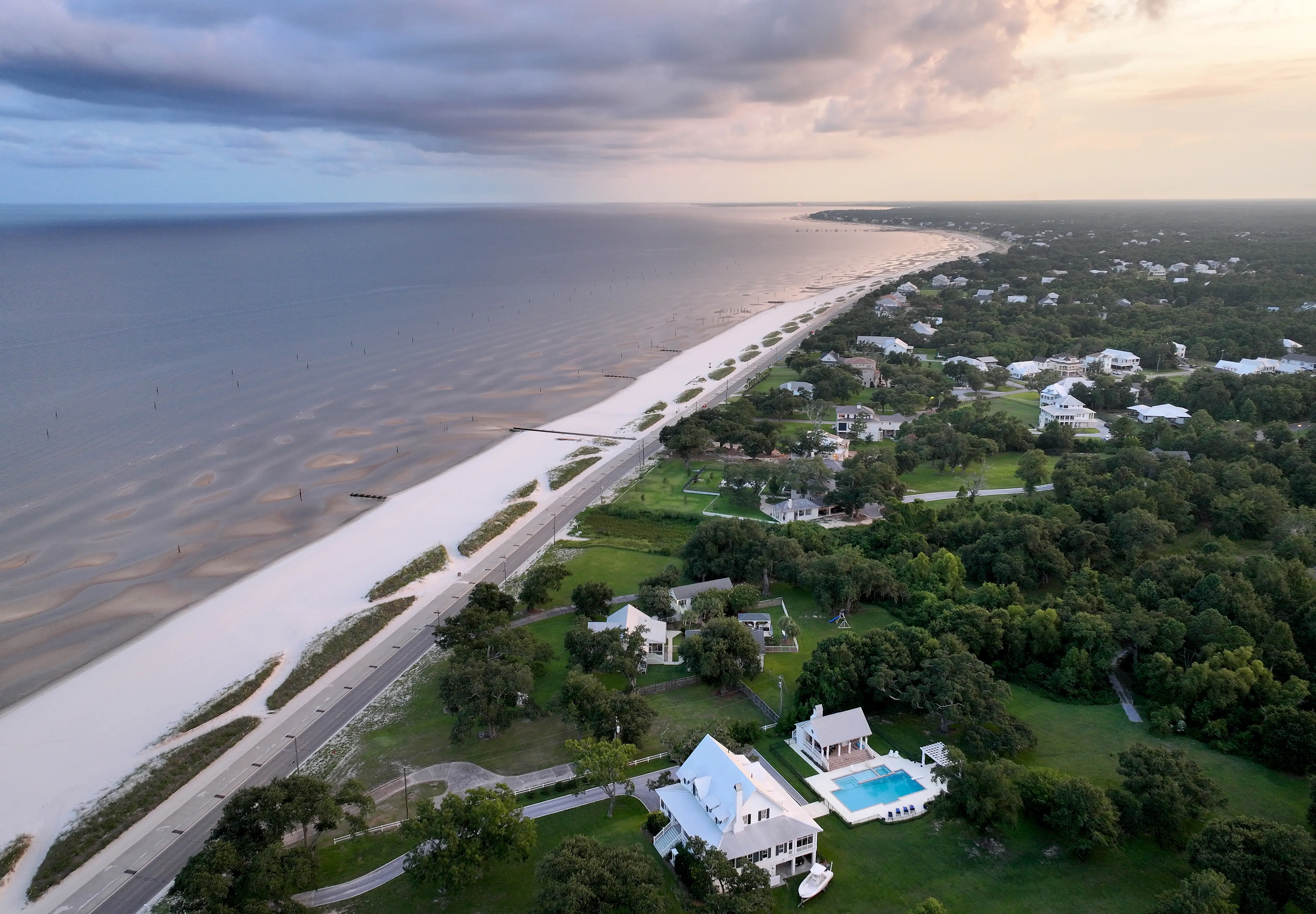 An aerial view of a Southern beach.