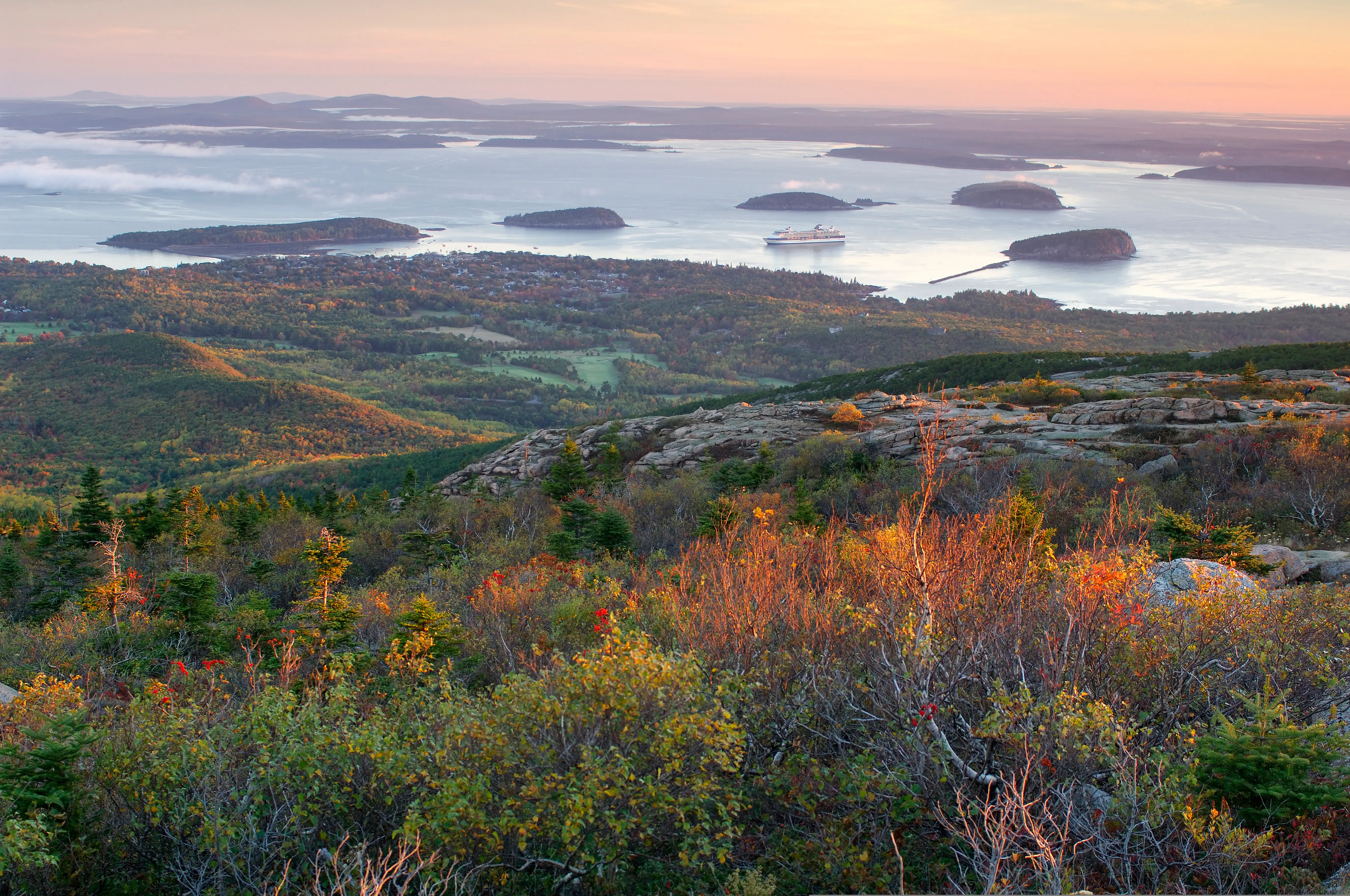 A scenic view of fall foliage.