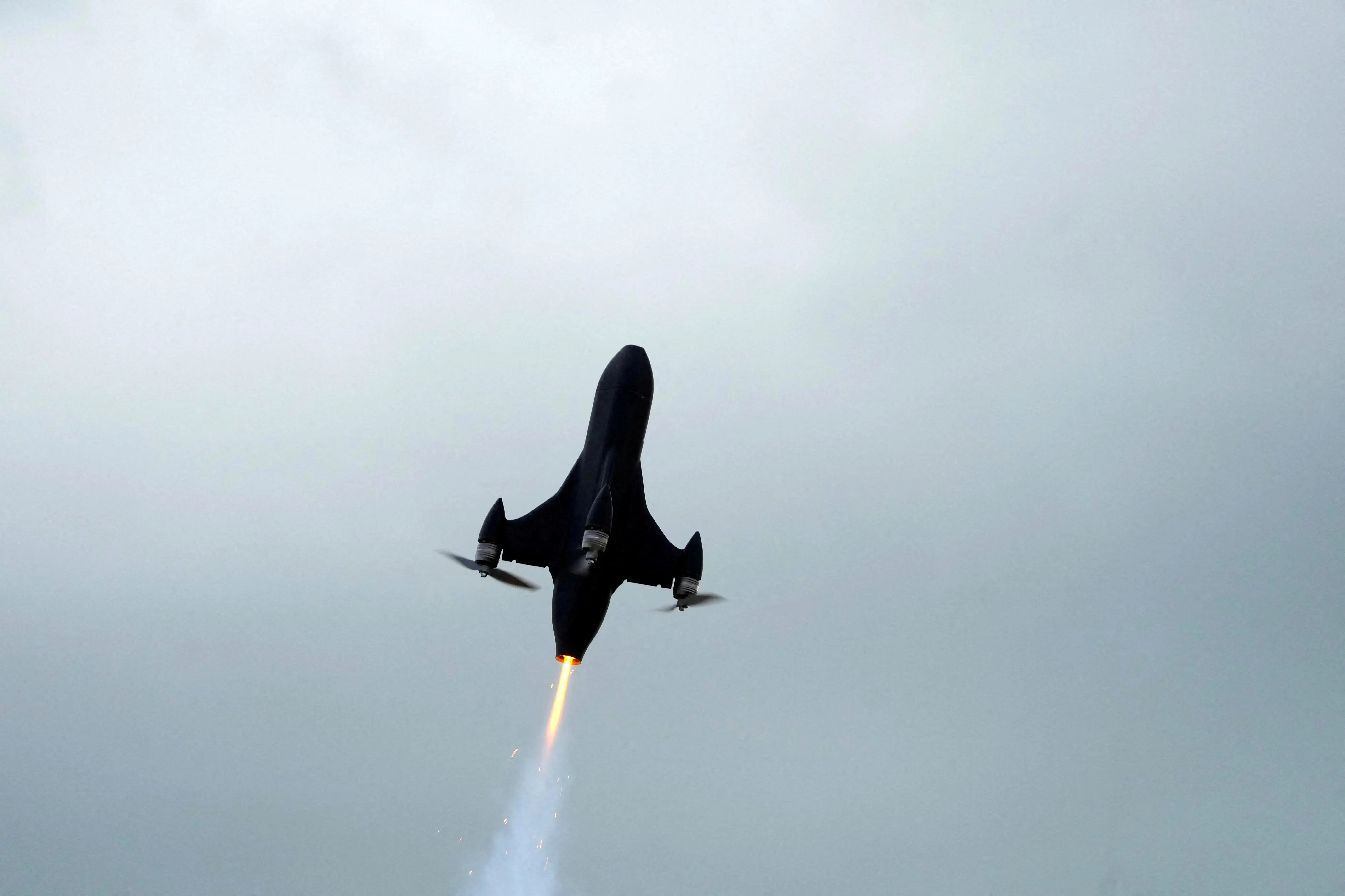 An RDC Systems Raven X4 interceptor drone flies during a NATO demo day in the Selija training field near Viesite, Latvia, May 26, 2026