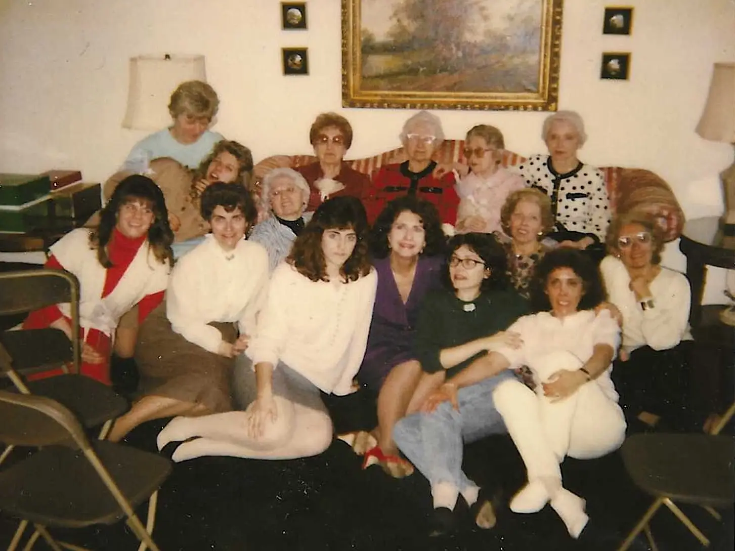 the author and her family seated around a couch