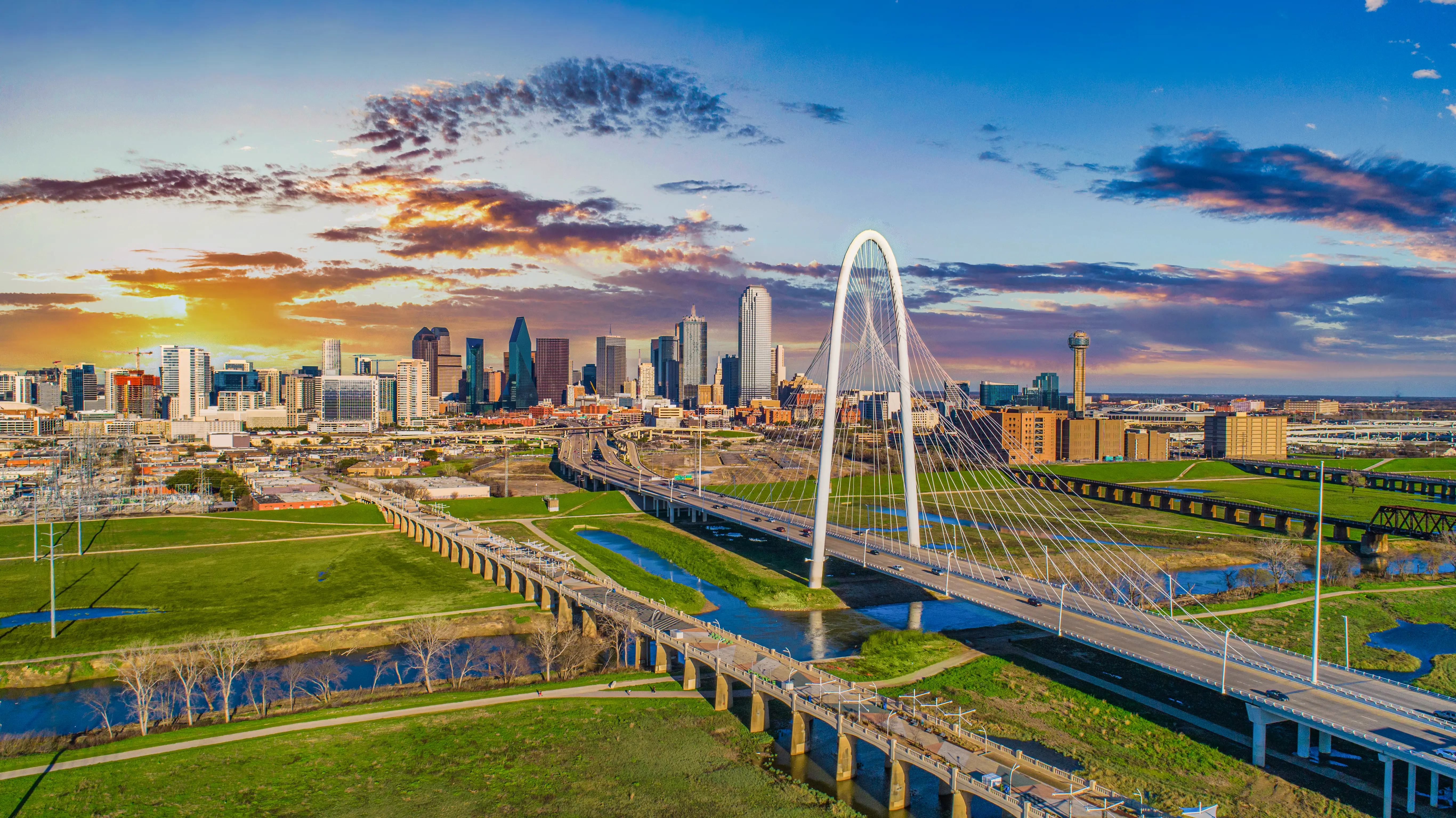 Dallas Texas Downtown Drone Skyline Aerial