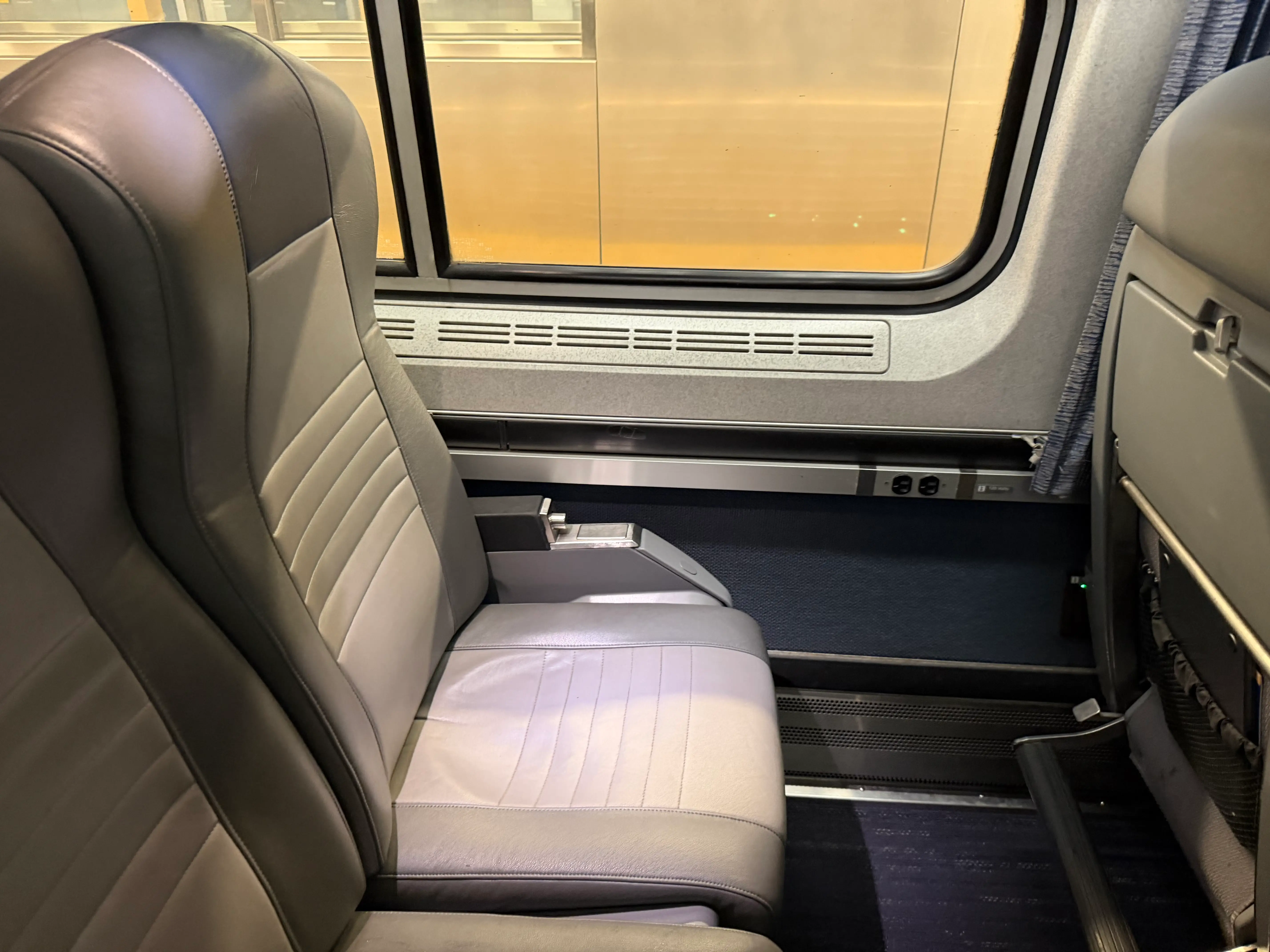 Business class seat on Amtrak