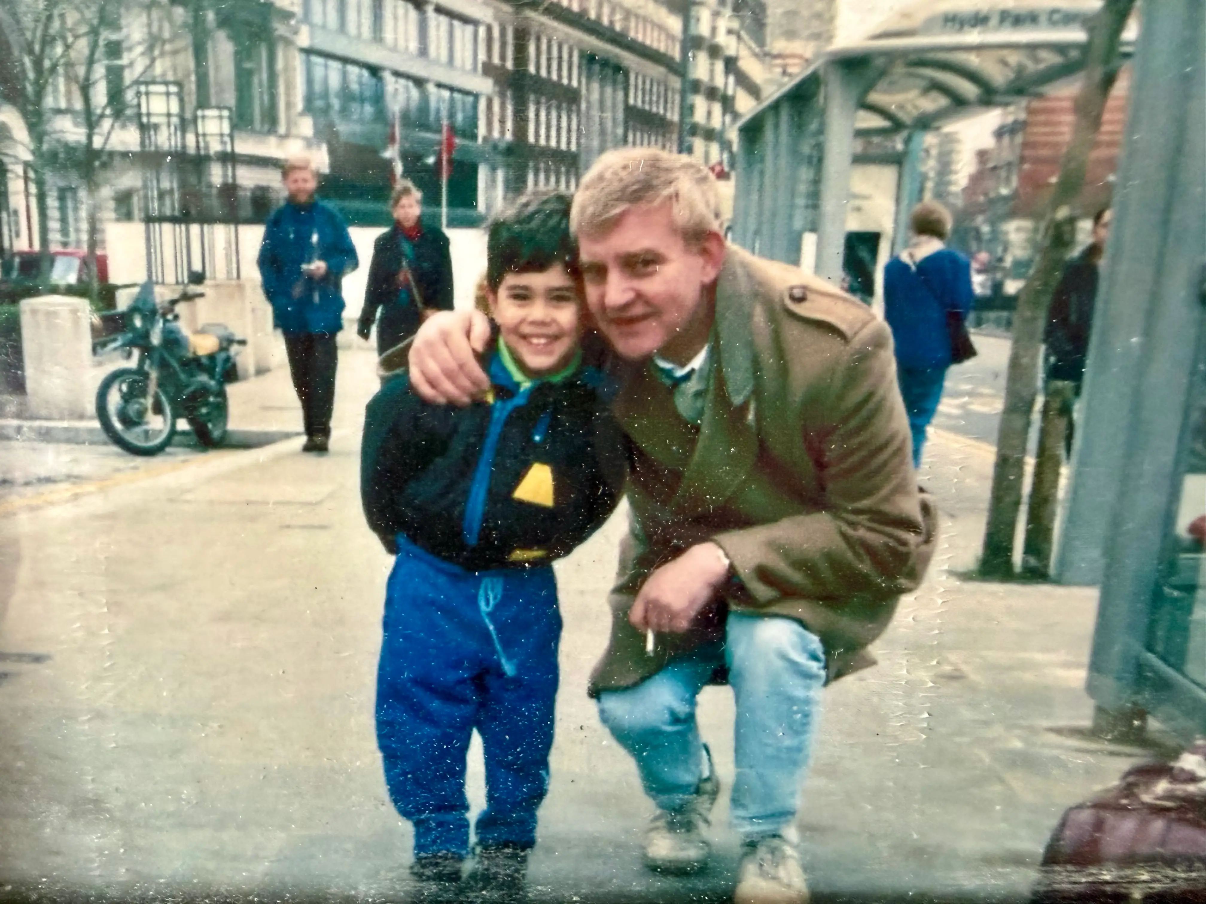 4-year-old Sean with his great uncle in London.
