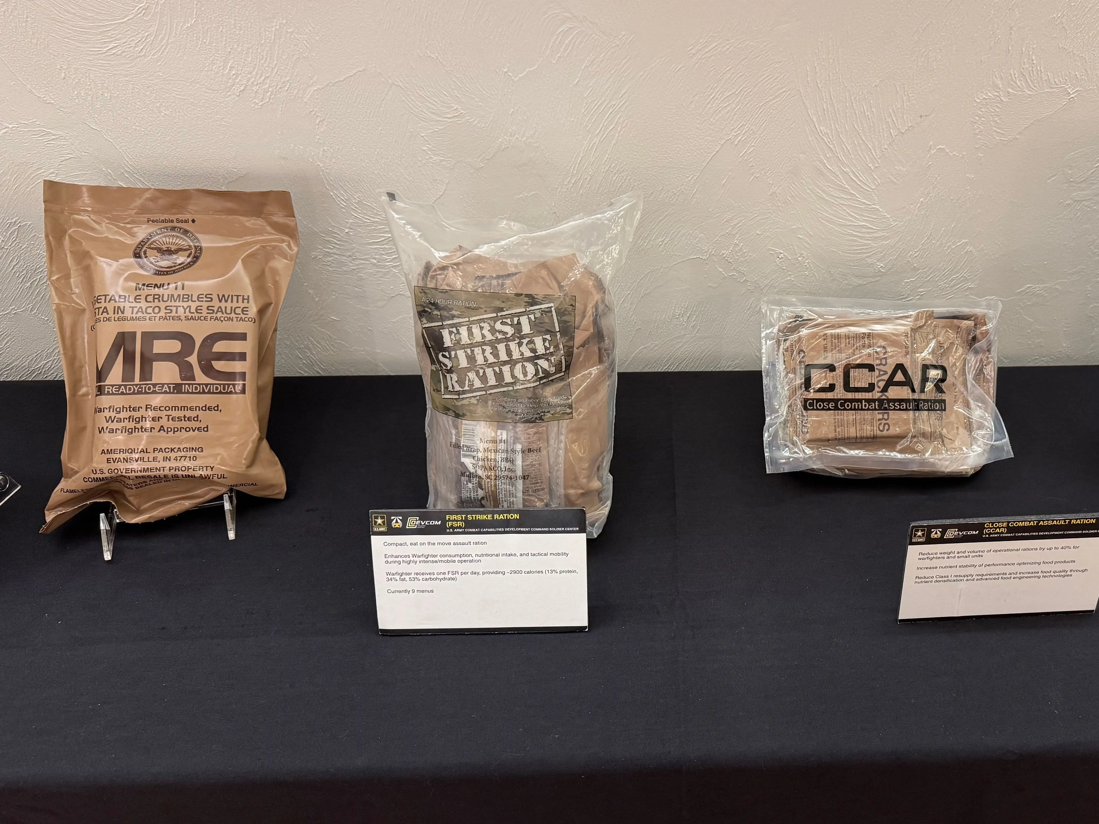 An Army display showing military rations,