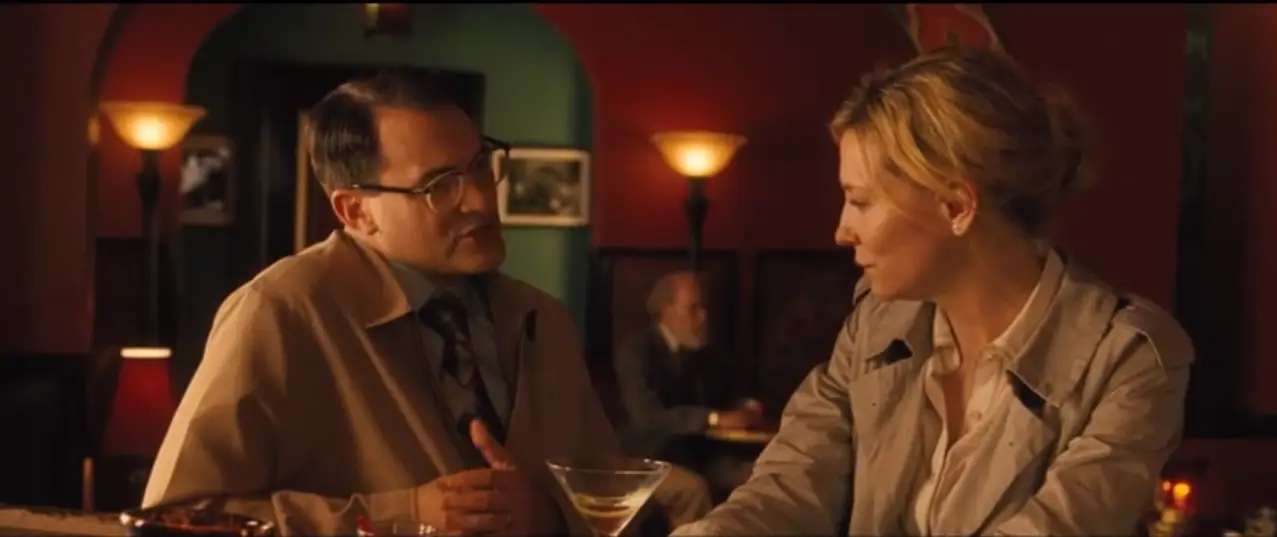 Michael Stuhlbarg and Cate Blanchett sitting at a bar