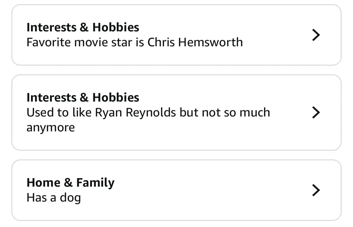 A screenshot of Taylor Rains's Amazon About You page.