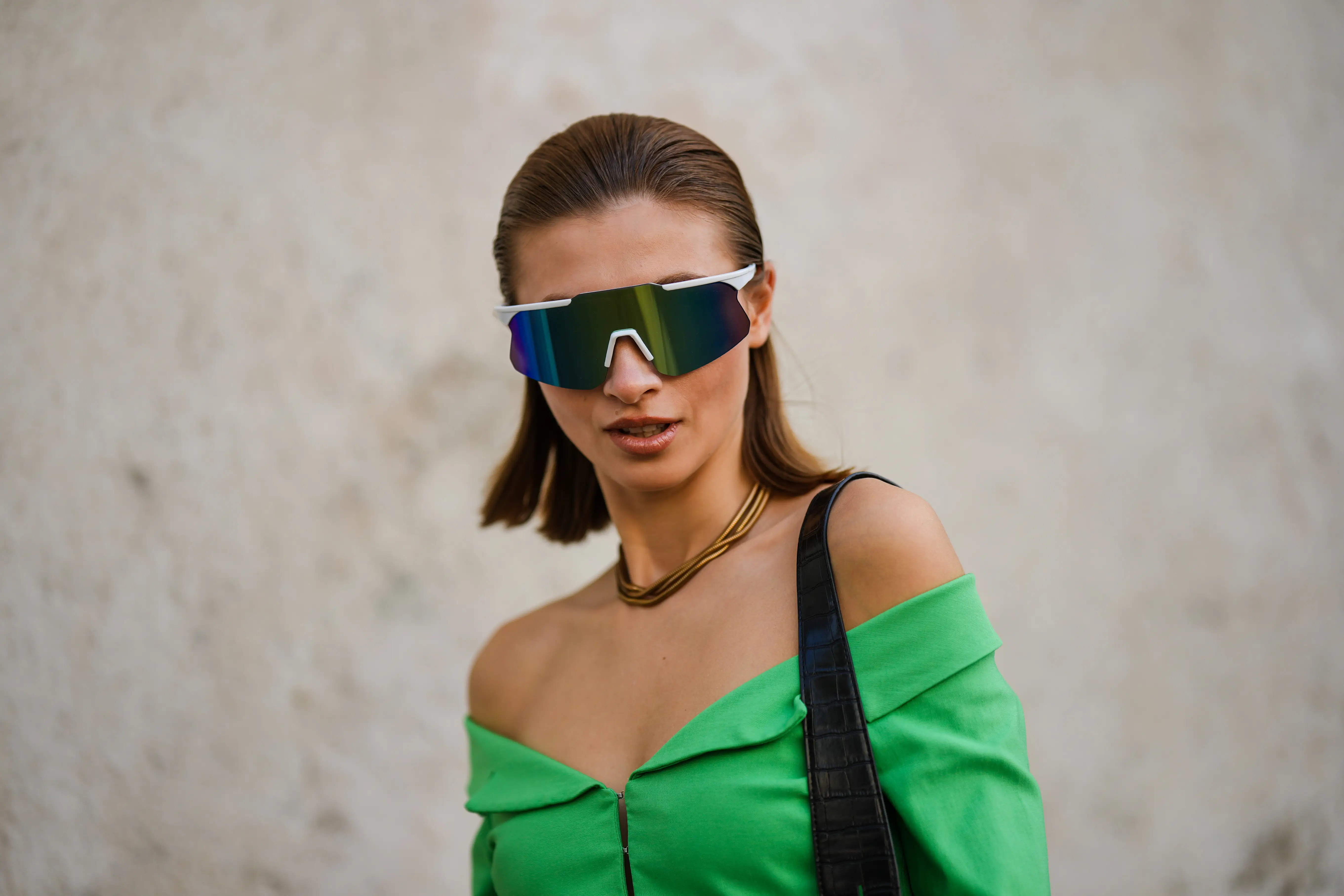 woman with futuristic sunglasses