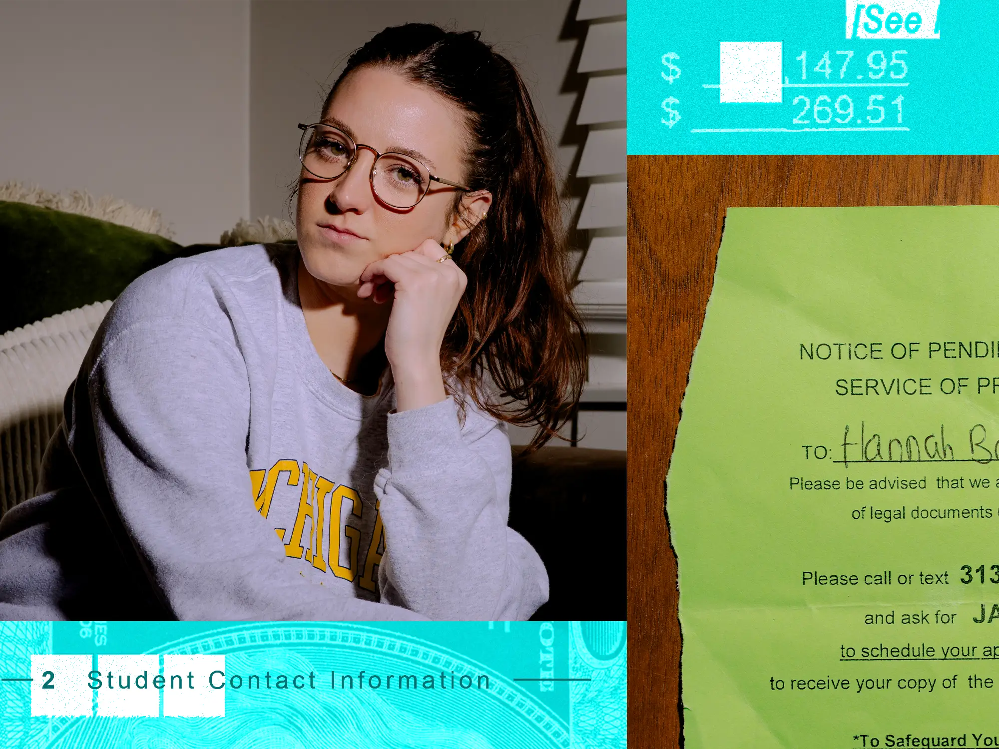 Photo collage featuring Hannah Bates and Private Student Loan elements.