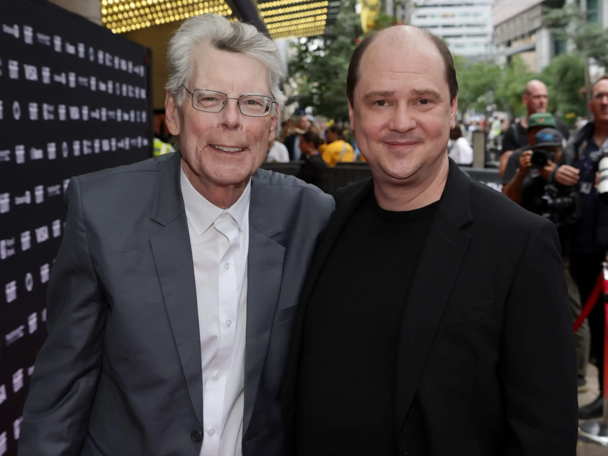 Stephen King and Mike Flanagan attends the premiere of 