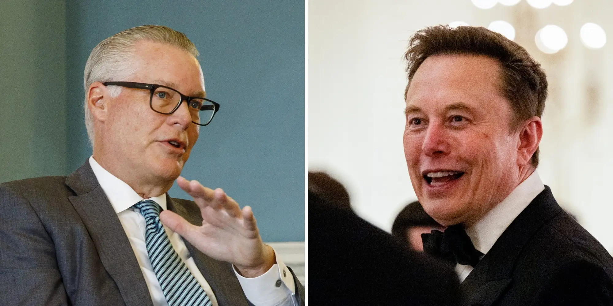 Left: Delta CEO Ed Bastian. Right: SpaceX CEO Elon Musk.