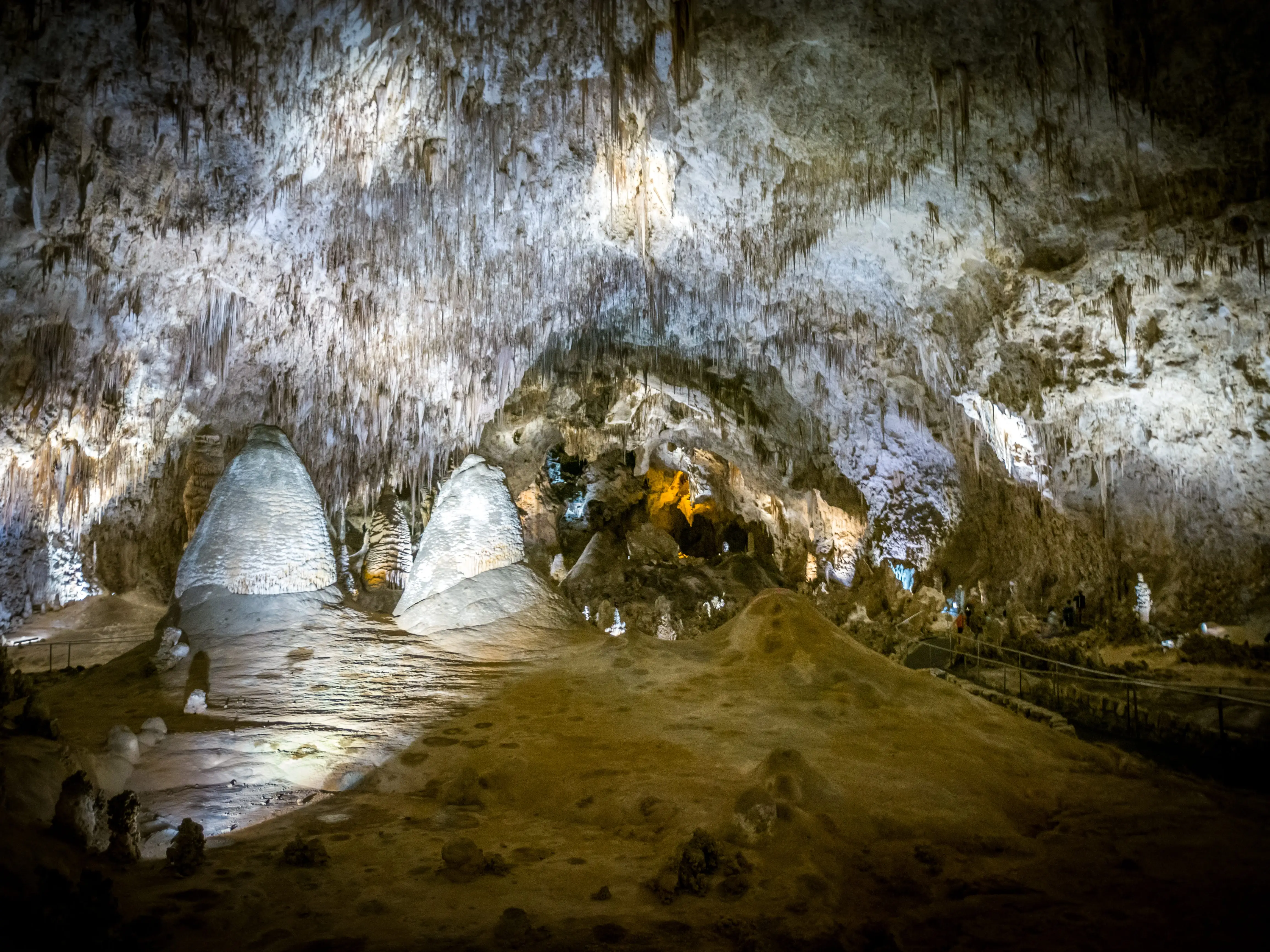 The inside of a cave.
