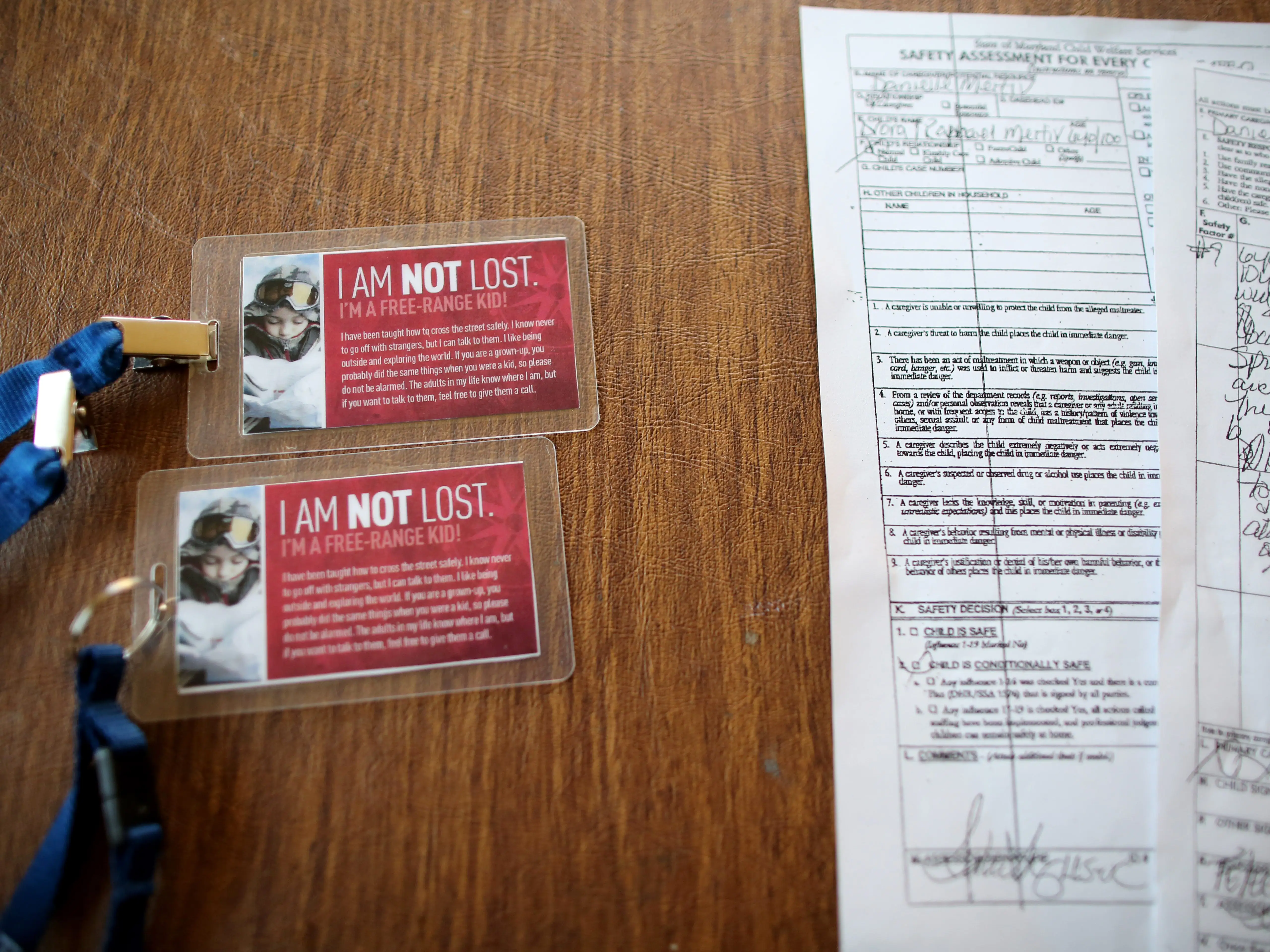 Two laminated labels and CPS paperwork