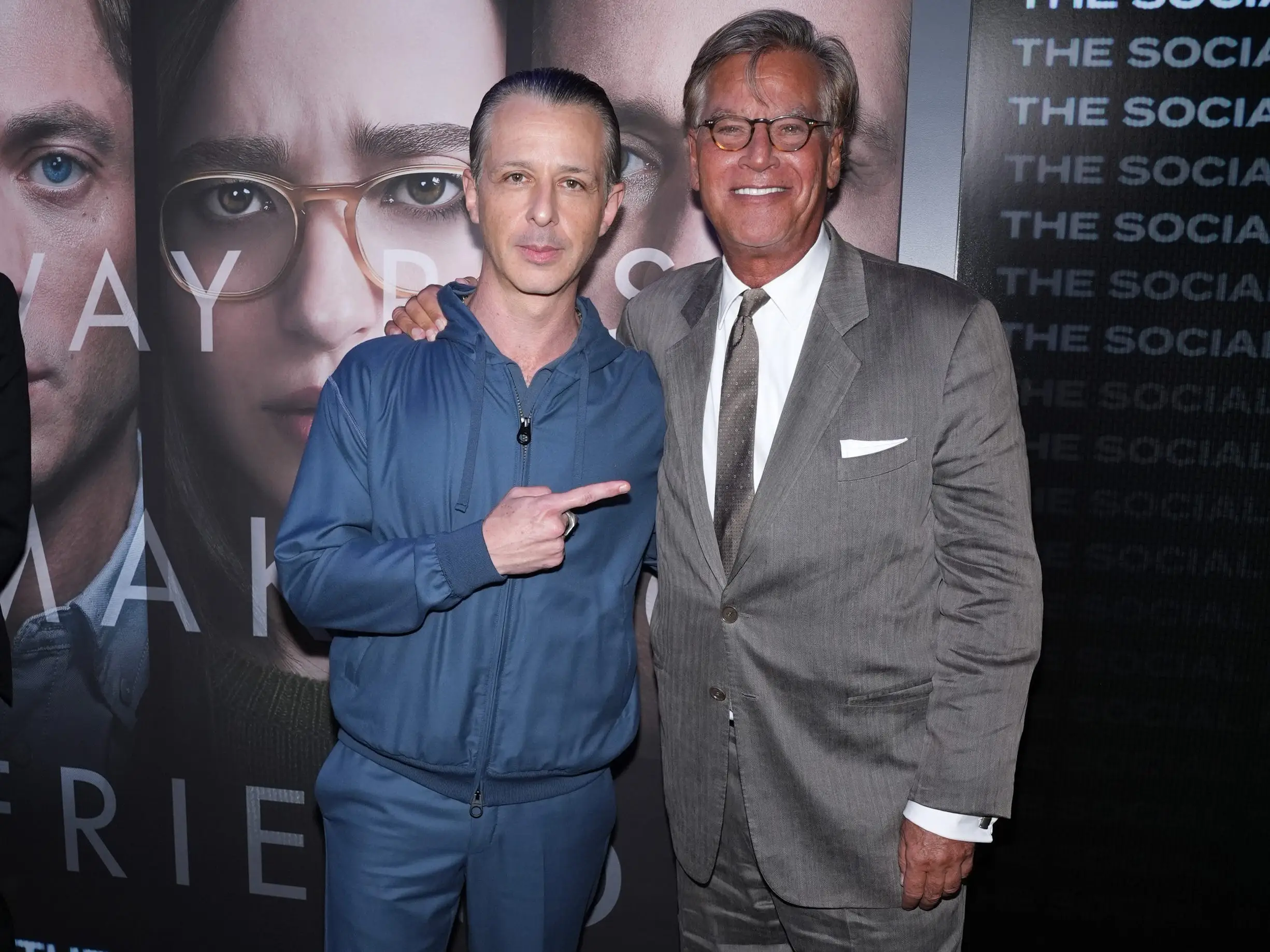 Jeremy Strong standing with Aaron Sorkin