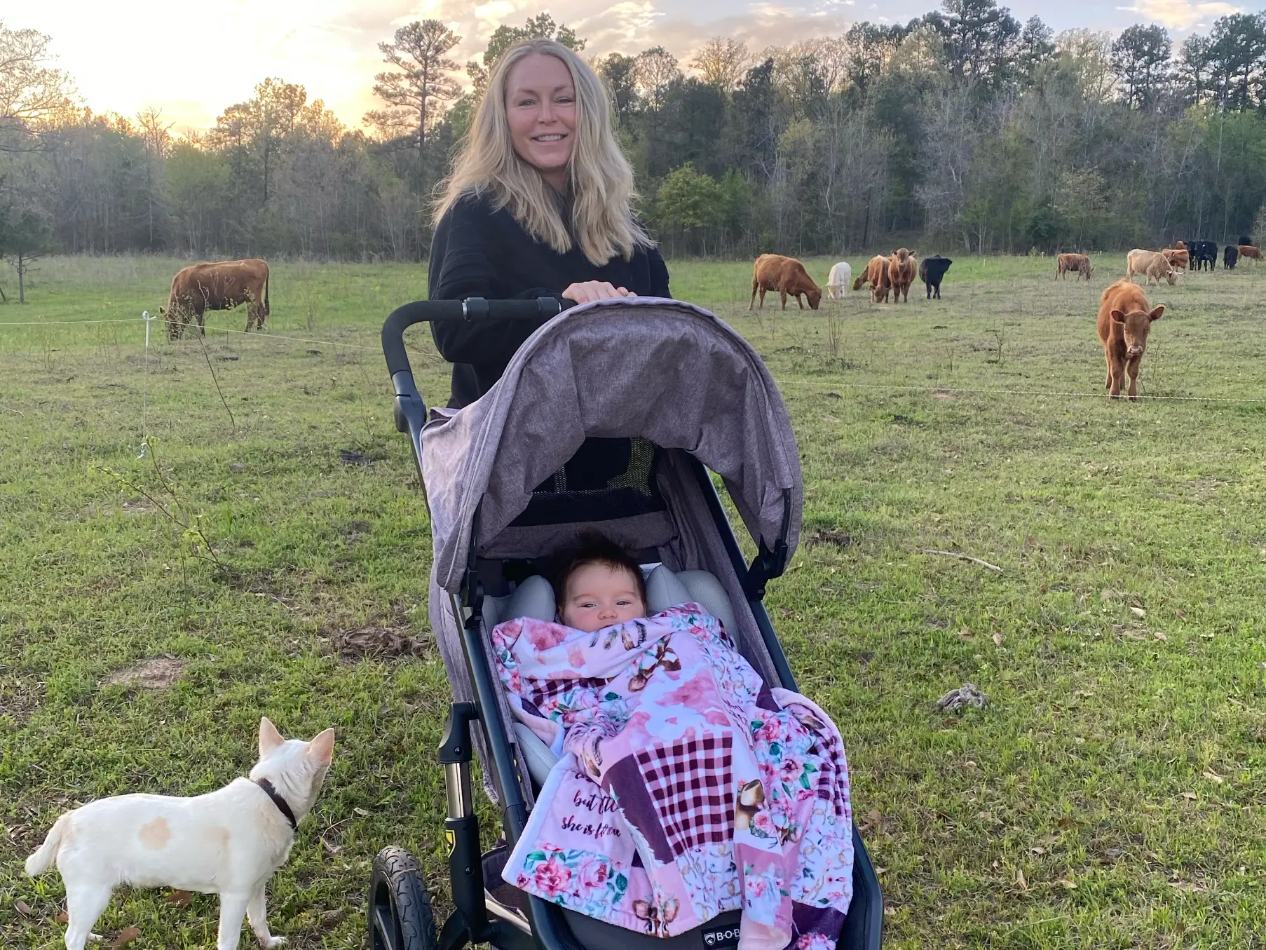 mom with stroller and baby