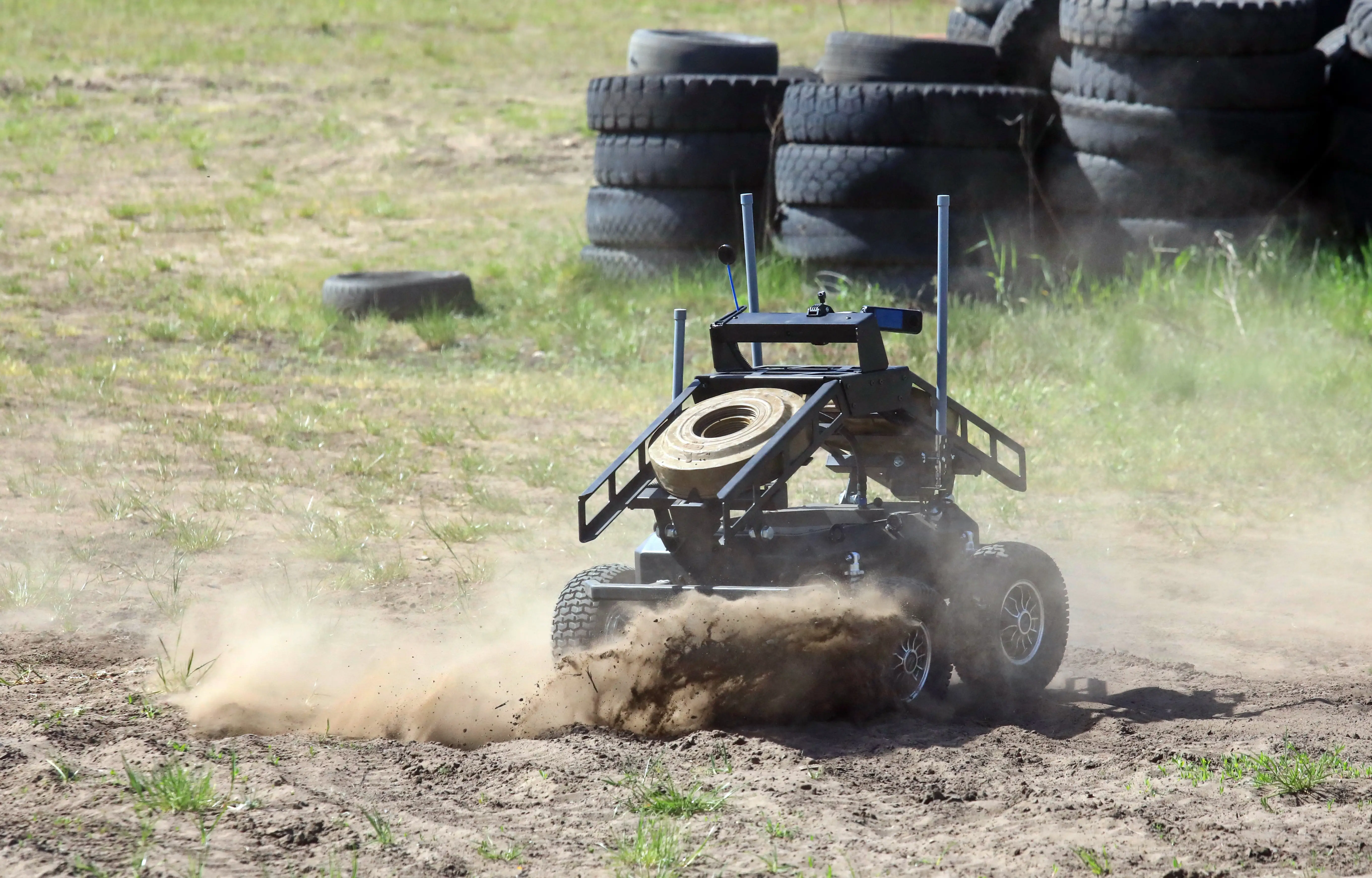 May 8, 2026, Ukraine: The RATEL S ground strike robotic system designed for remote mining of terrain and equipment is demonstrated in field conditions, Ukraine, on May 8, 2026.