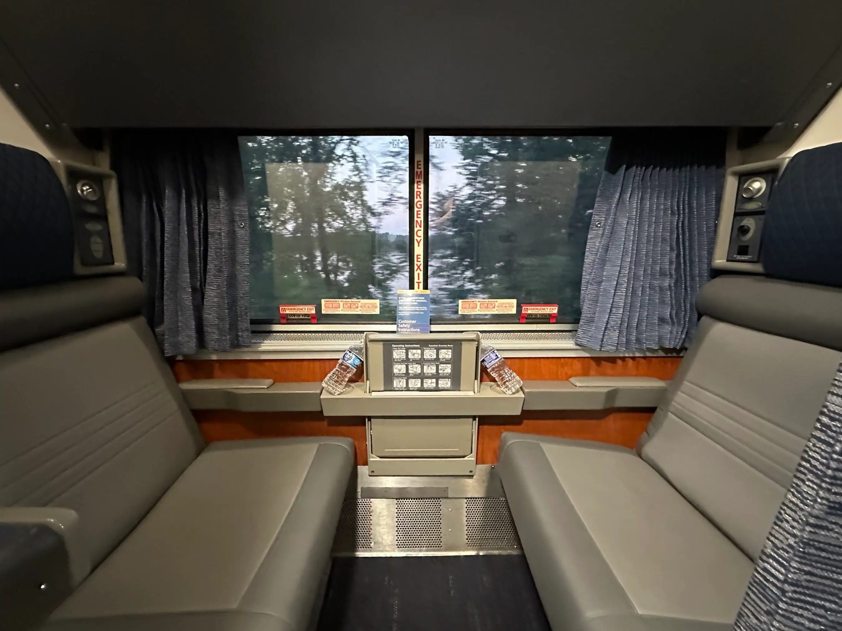 The inside of the writer's roomette on an Amtrak train.