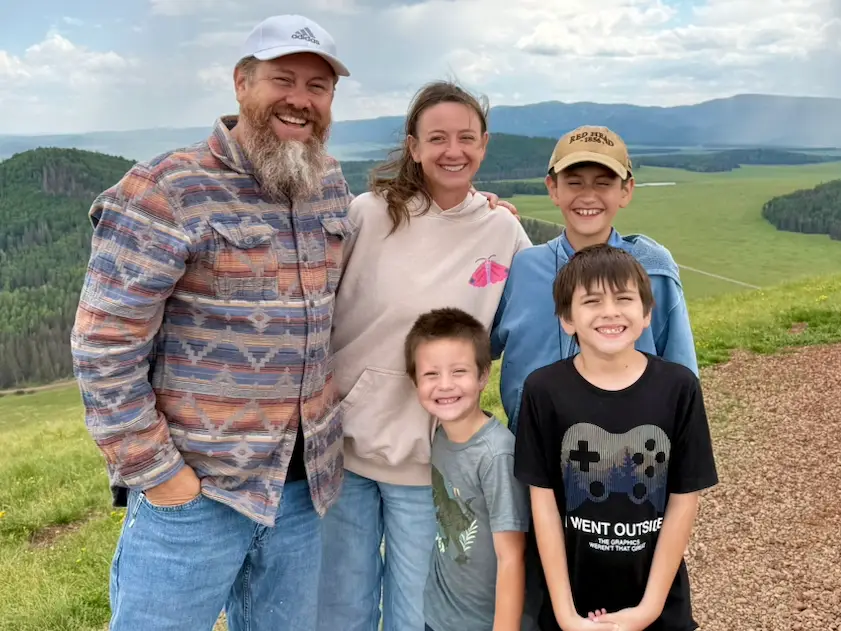 Family posing for photo