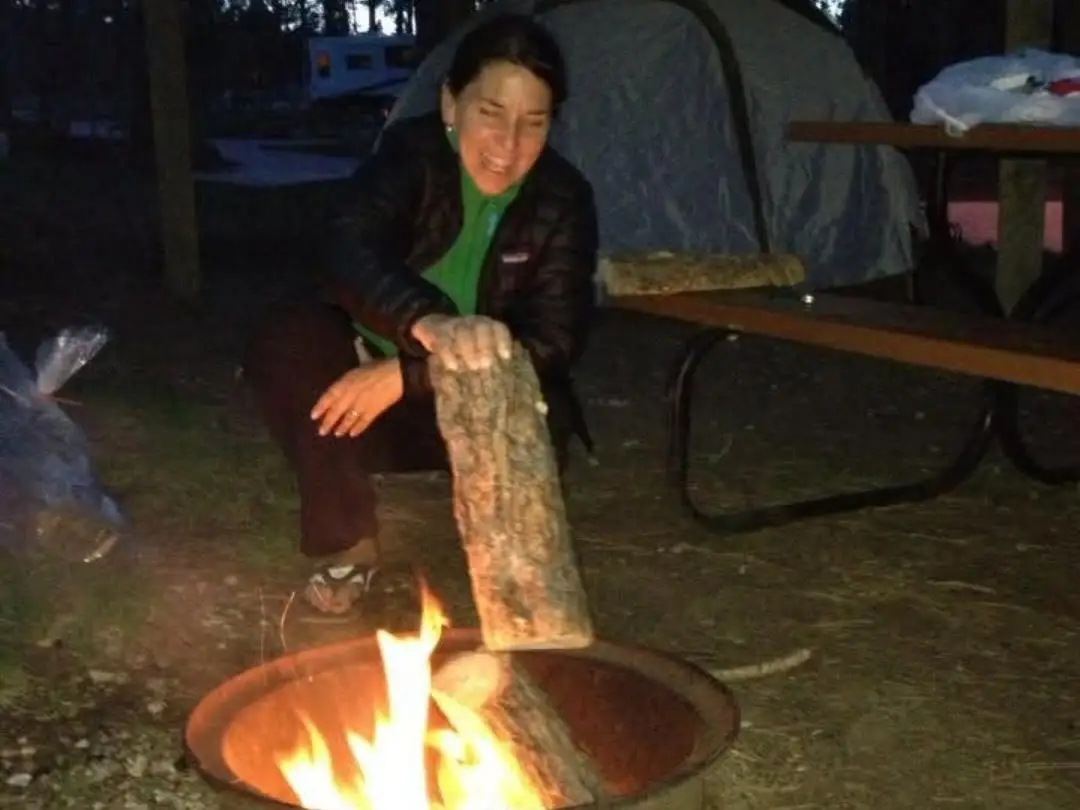 Woman making fire