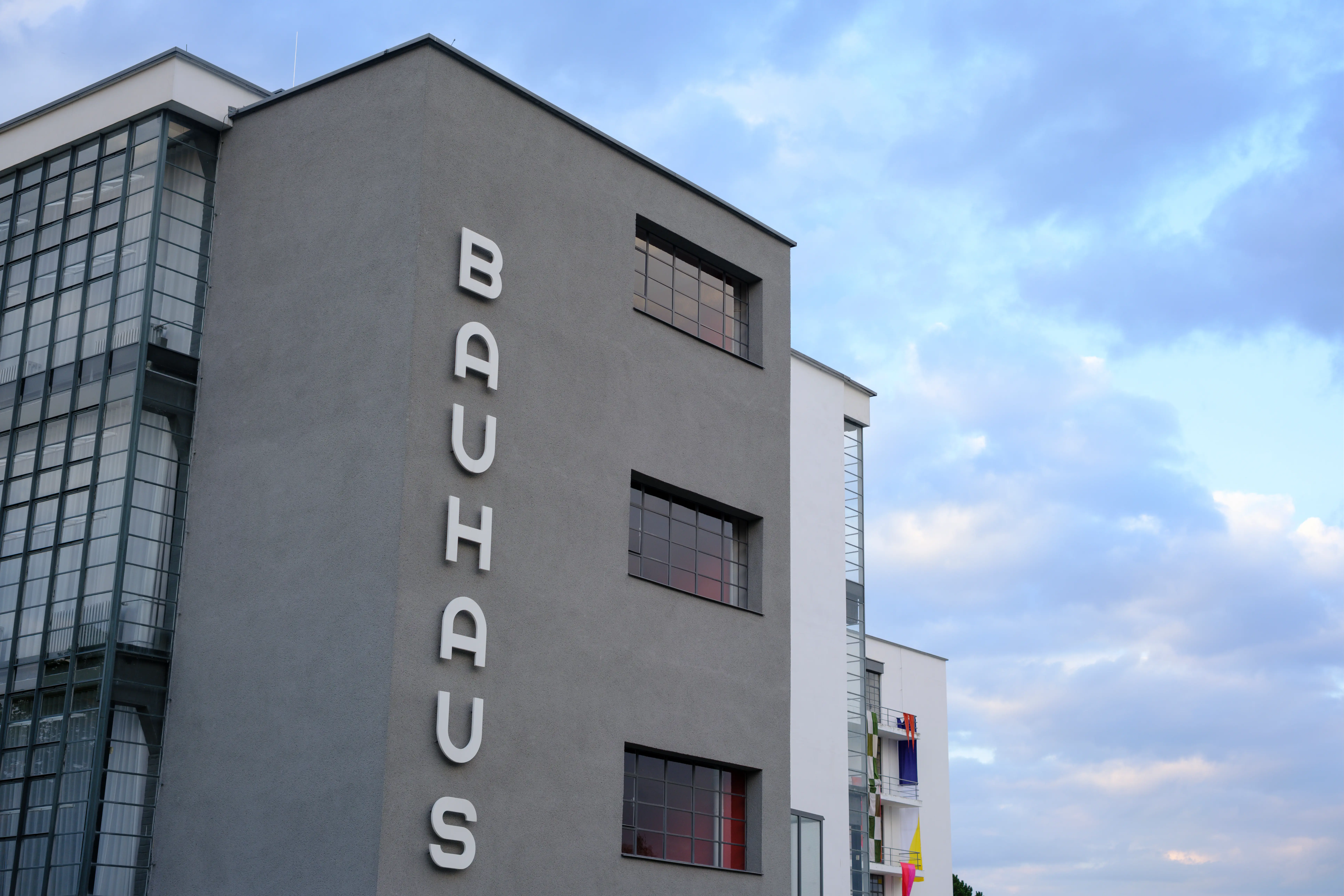 The pre-war modern design of the Bauhaus Building complex in Dessau