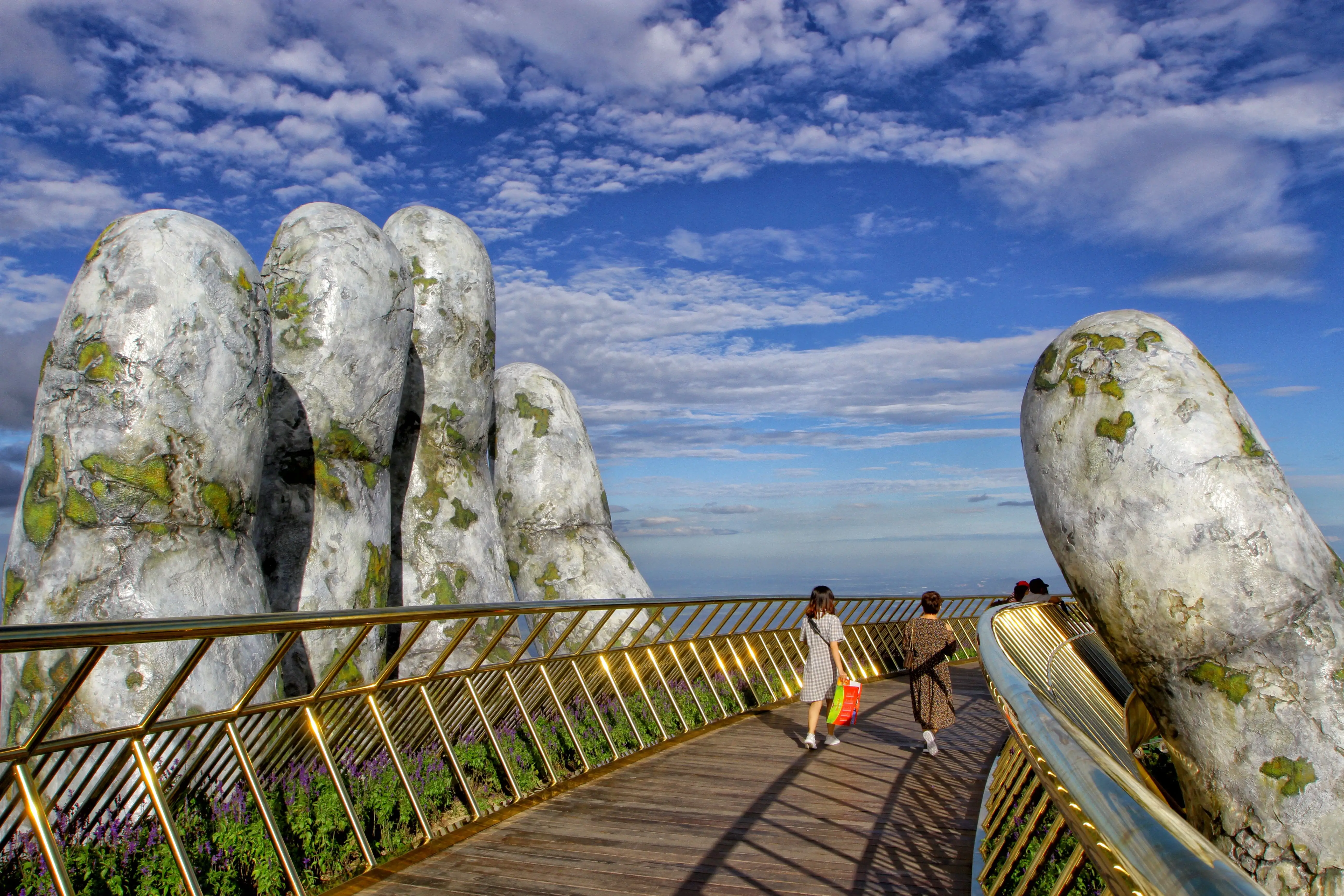 the golden bridge hands in vietnam.