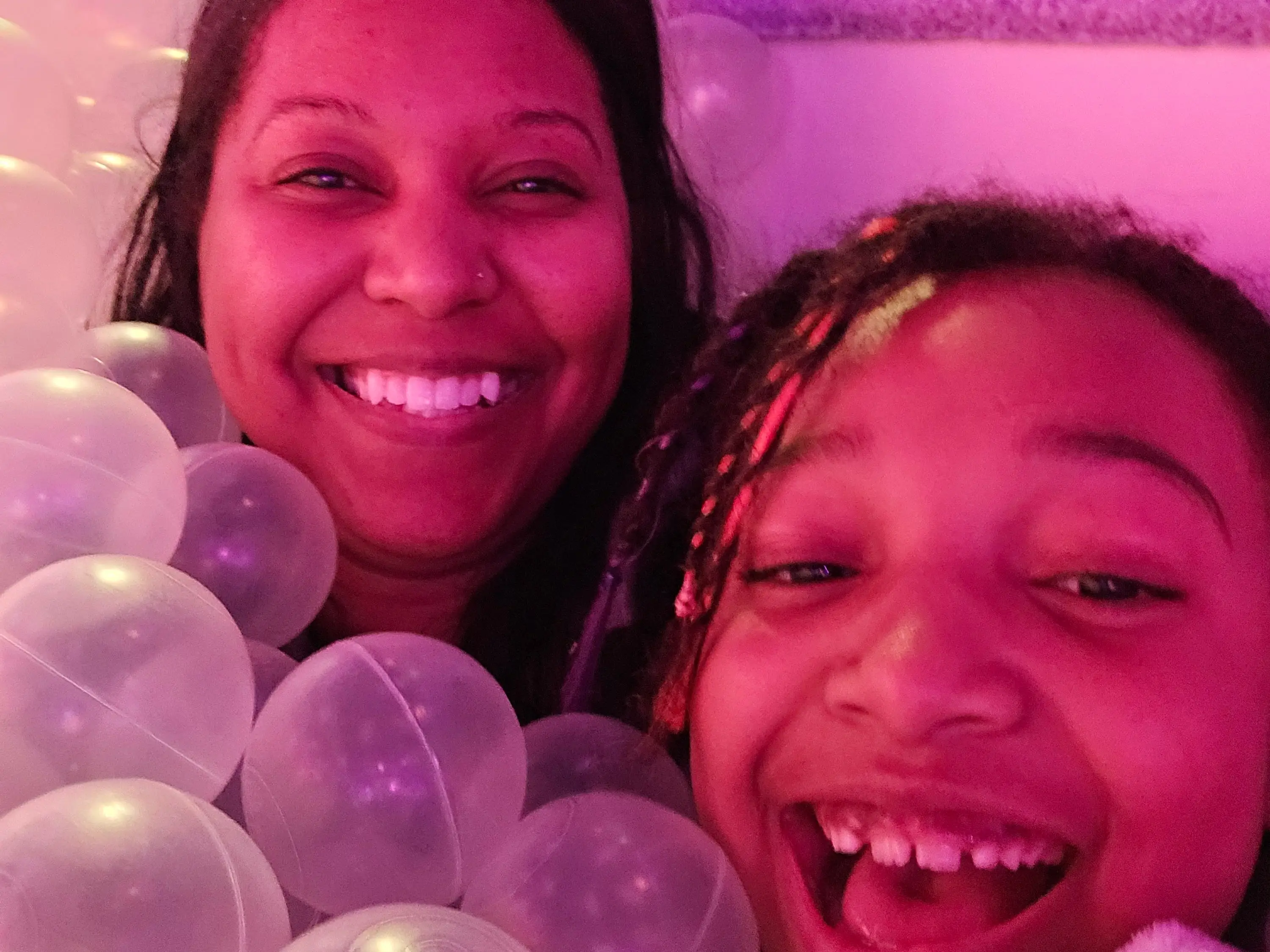 Mom and kid in ballpit