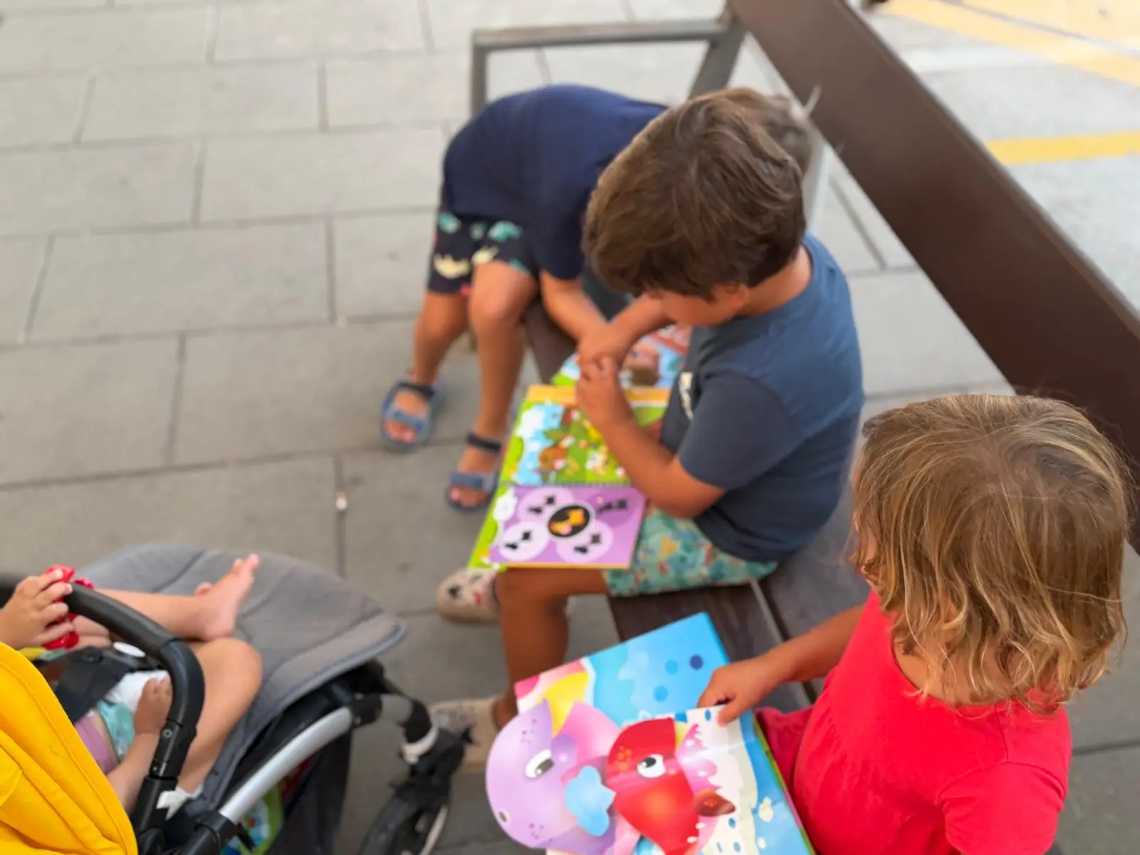 the author's kids outside