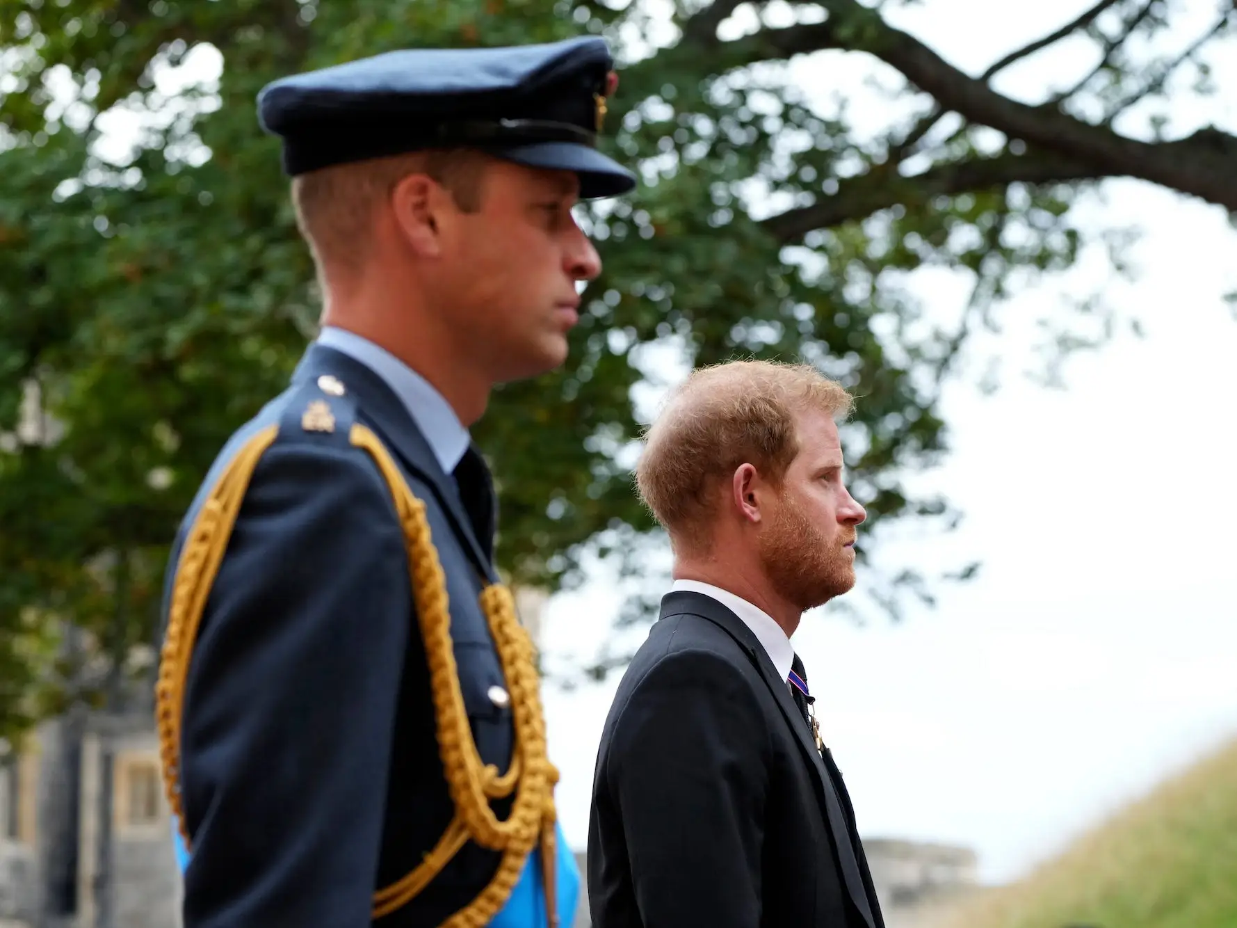 Prince William and Prince Harry at Queen Elizabeth II's funeral
